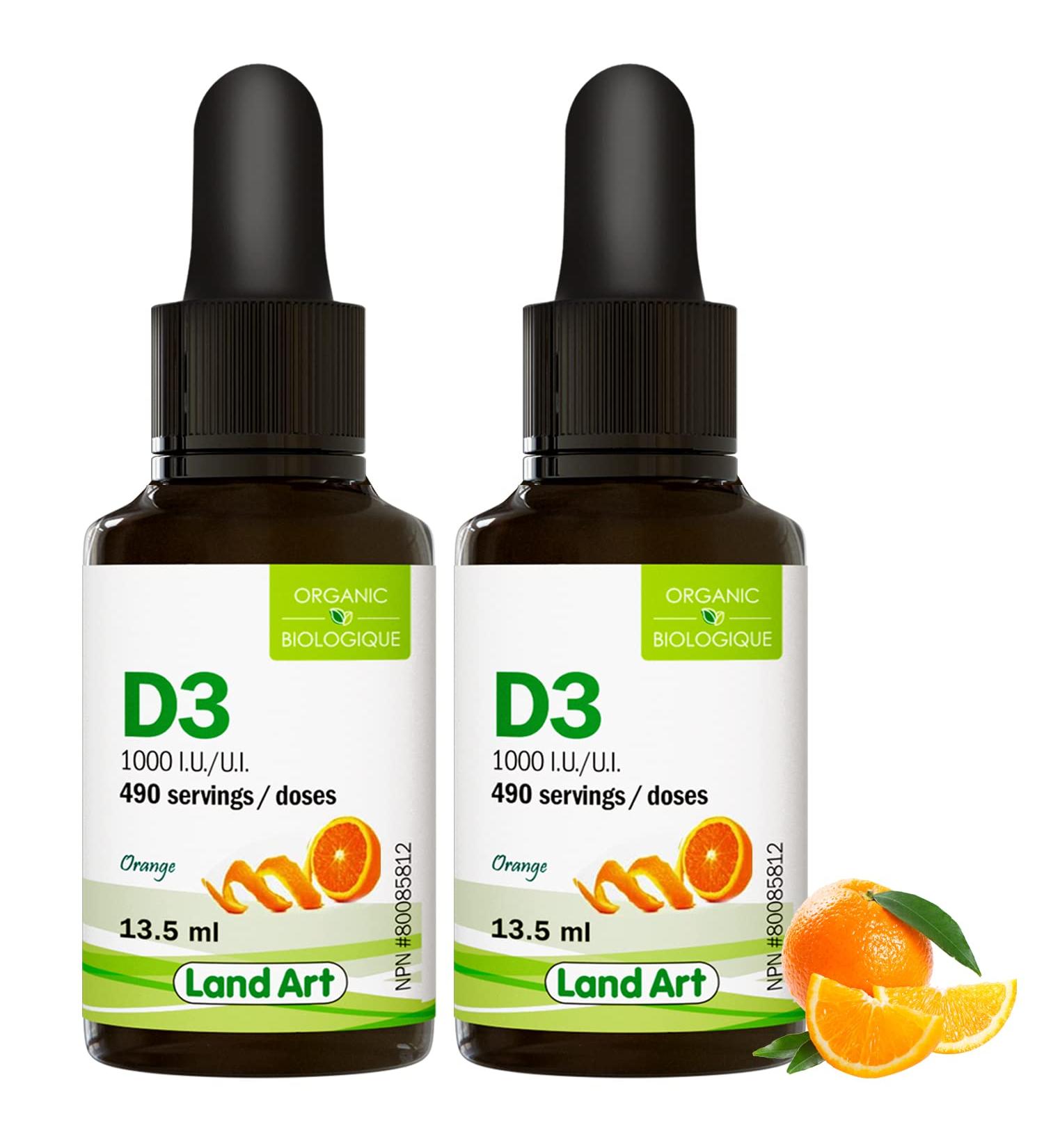 Certified Organic Vitamin D3 Drops - 490 servings - 1000 IU per drop - Immune System Support - Non-GMO - Gluten-Free - Made in Canada 13.5 ml (Pack of 2) - Buy Online on GoSupps.com