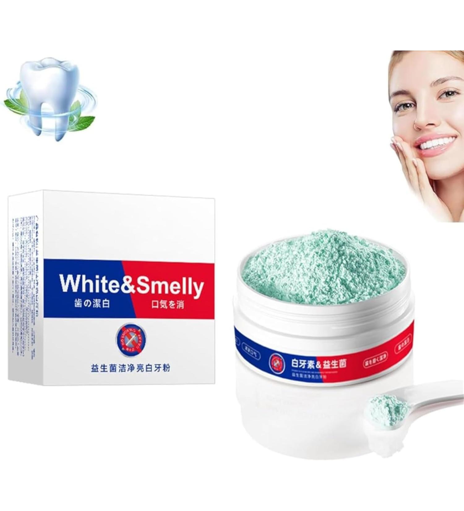 Probiotic Teeth Whitening Powder - Mint Formula for Deep Clean & Fresh Breath | International Shipping Available - Buy Online on GoSupps.com