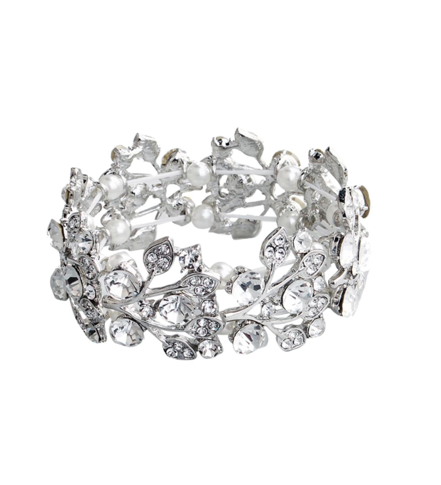 Elegant Rhinestone Tennis Bracelet for Women - Diamond Light Bond Open Bangle Jewelry - Buy Online on GoSupps.com