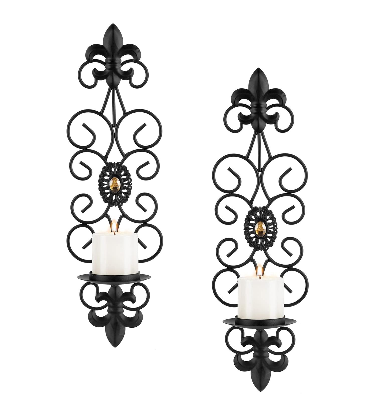 Sziqiqi Wall Candlestick Set - Black Metal Tealight Holders for Living Room Bedroom & Dining Room Decor - 2er Set - Buy Online on GoSupps.com