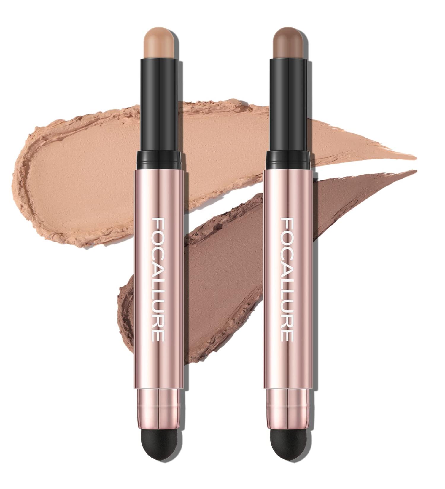 FOCALLURE 2PCS Eyeshadow Stick Set - Shimmer & Matte Cream Pencil Crayons with Blending Brush - Buy Online on GoSupps.com