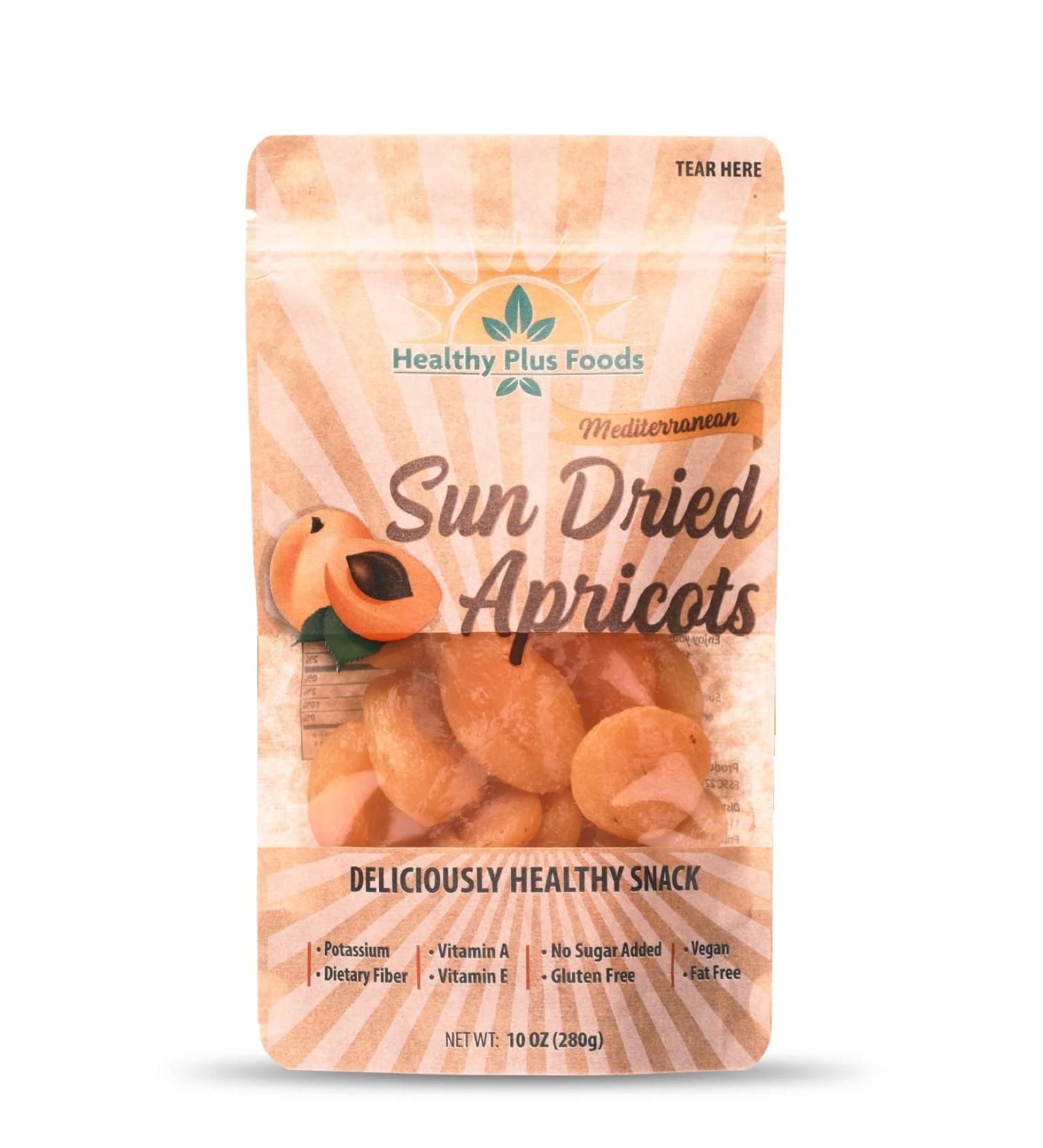 Healthy Plus Foods Dried Apricots 10oz - Sun Dried, Resealable Bag, No Sugar Added - Buy Online on GoSupps.com