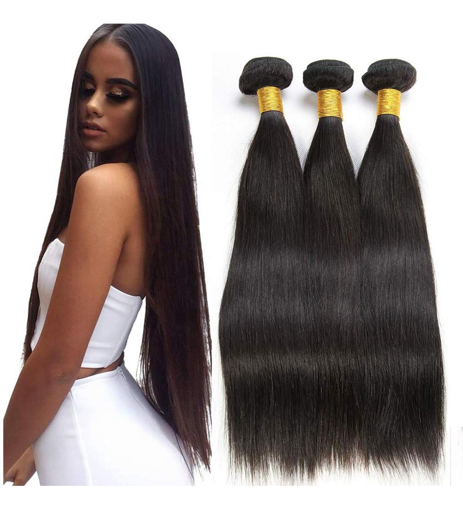 14-16-18 Inch Brazilian Virgin Human Hair Bundles - Unprocessed Straight Weave for Black Women - Buy Online on GoSupps.com