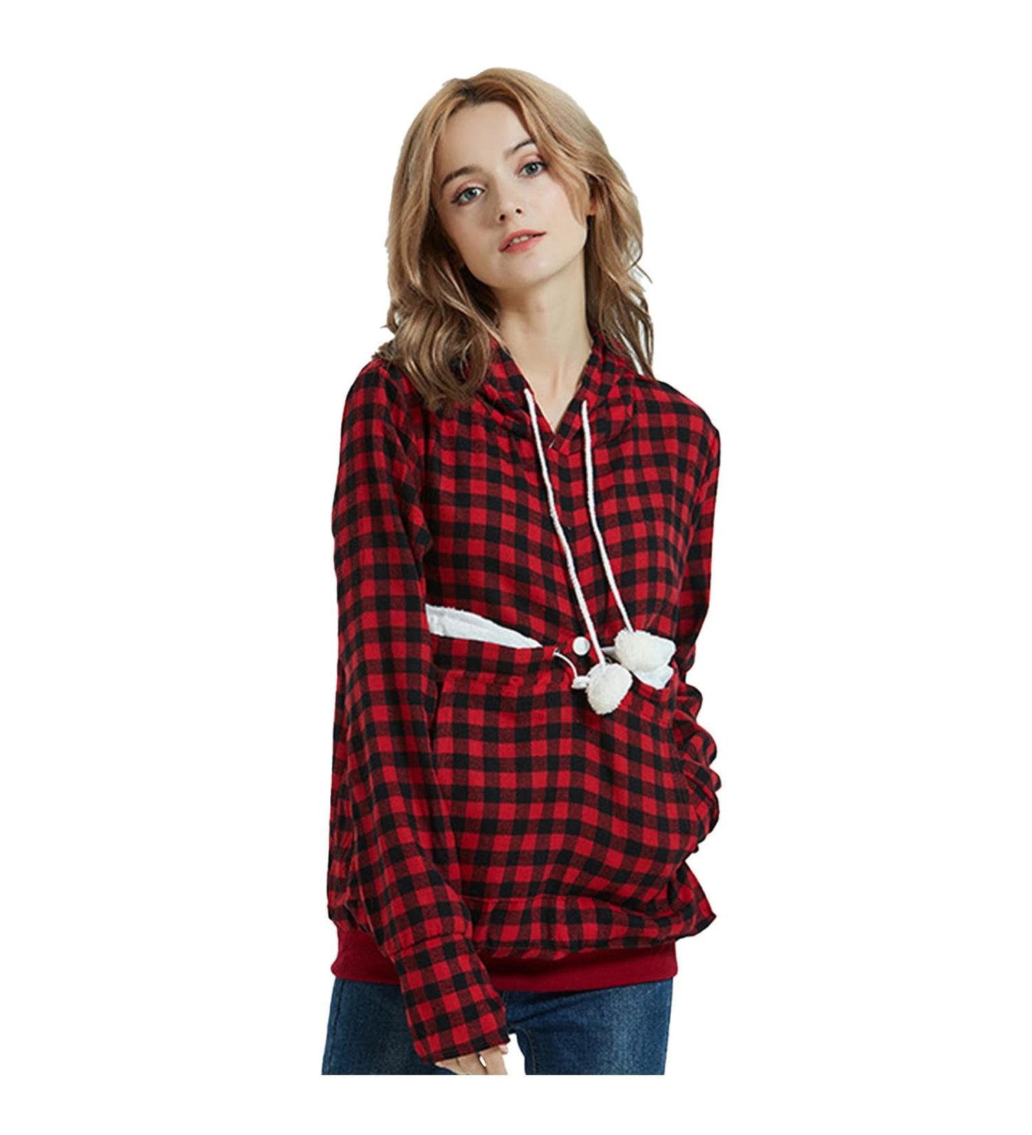 Cozy Women's Long Sleeve Cat & Dog Hoodie Sweatshirt with Zipper Bag - Ideal for Pet Lovers | Sizes X-13 to XXL - Buy Online on GoSupps.com