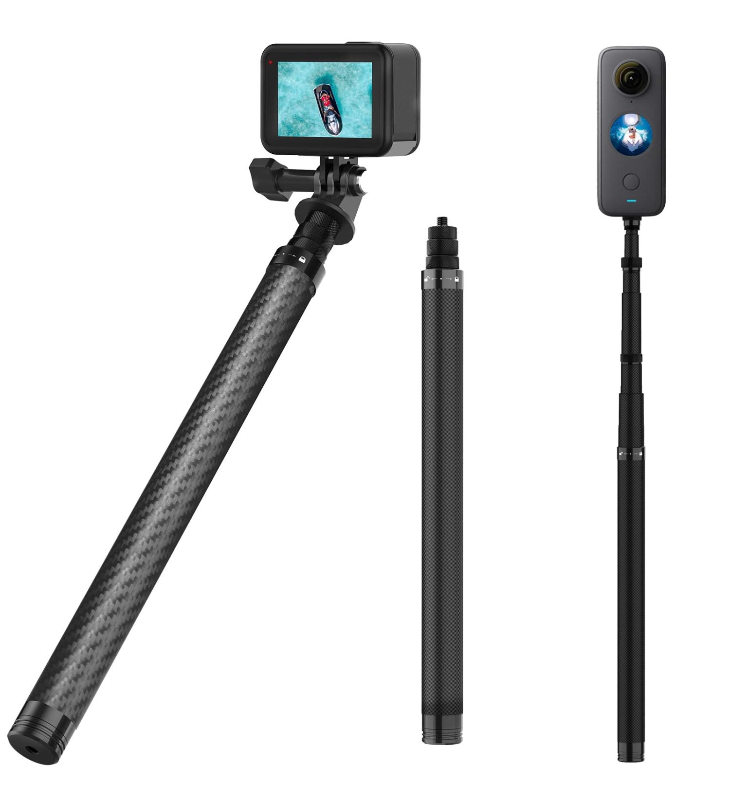 Long 150cm Waterproof Carbon Fiber Selfie Stick for GoPro, Insta360, DJI, AKASO - Underwater Extension Pole for GoPro Max, Hero, Insta 360 Cameras - Buy Online on GoSupps.com