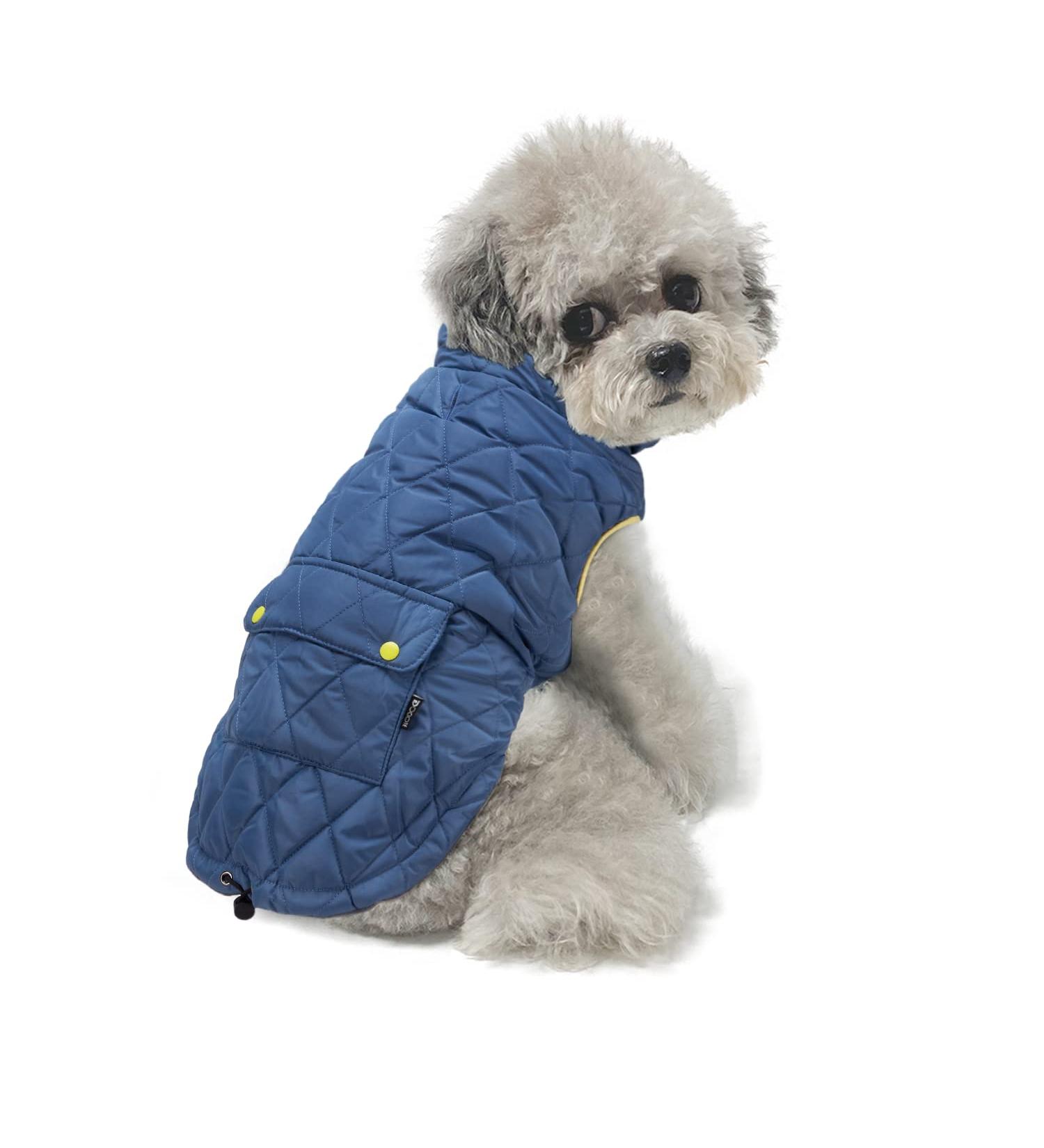 Docio XL Dog Winter Coat Cotton Padded Jacket with Crawl Bag for Small Dogs Dark Blue Vest (1 Pack) - Buy Online on GoSupps.com