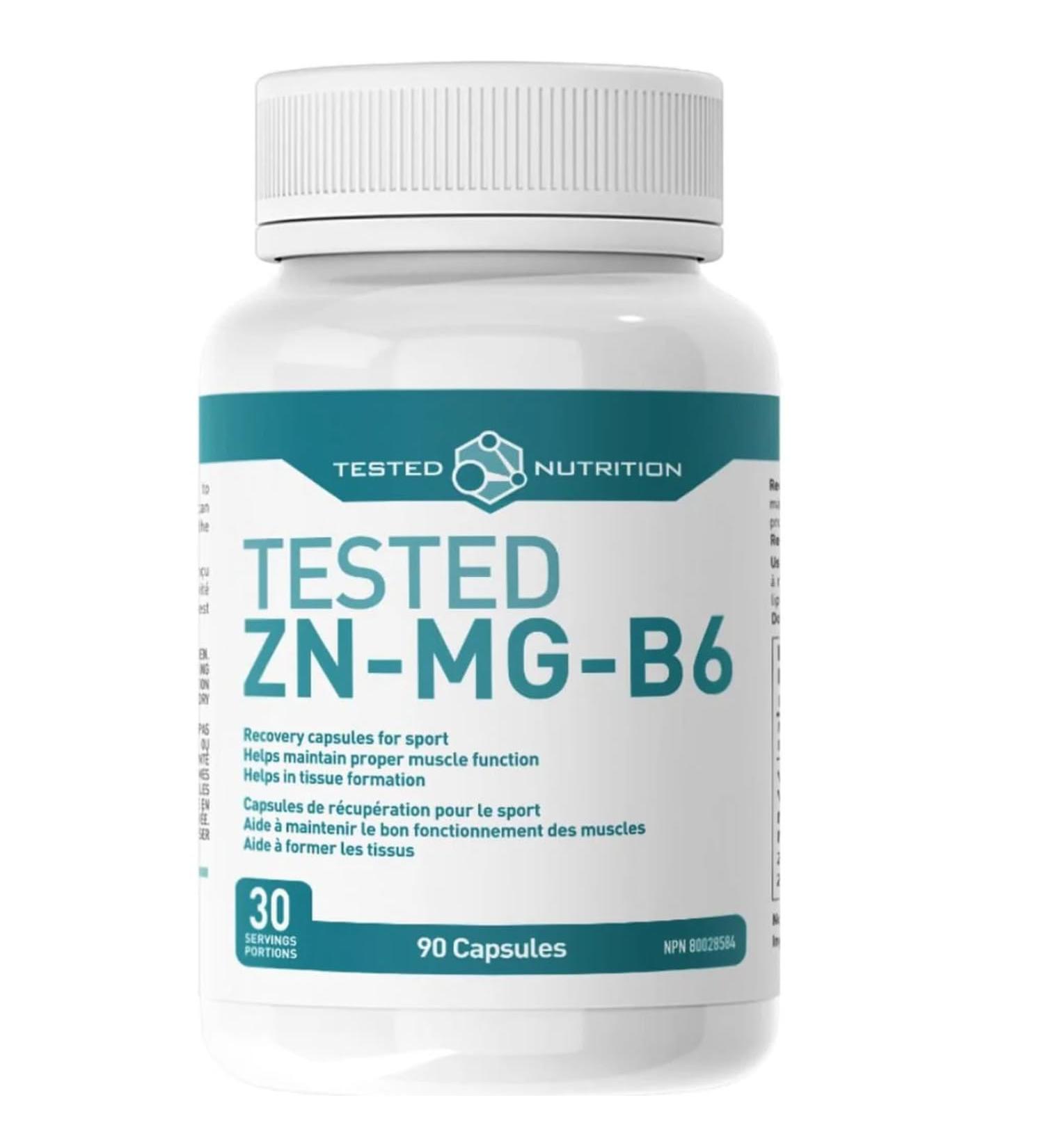 Tested Nutrition ZN-MG-B6 (ZMA) Capsules | Zinc Aspartate Zinc Methionine Magnesium Aspartate Vitamin B6 (Pyridoxine) | Sleep Support Strength Performance Recovery | 30 Servings (90 Capsules) 90 count (Pack of 1) - Buy Online on GoSupps.com