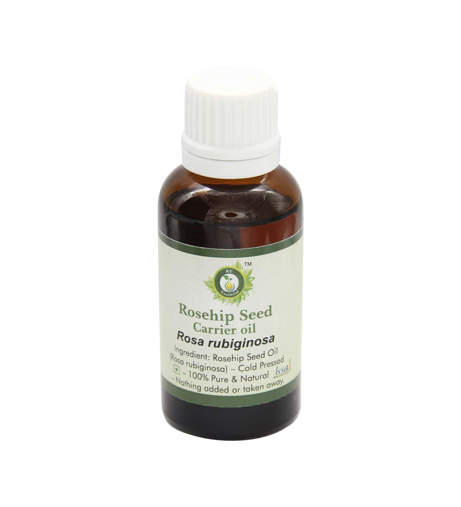 R V Essential Pure Rosehip Seed Oil 10ml - 100% Pure Cold-Pressed Carrier Oil for Skin & Hair - Buy Online on GoSupps.com