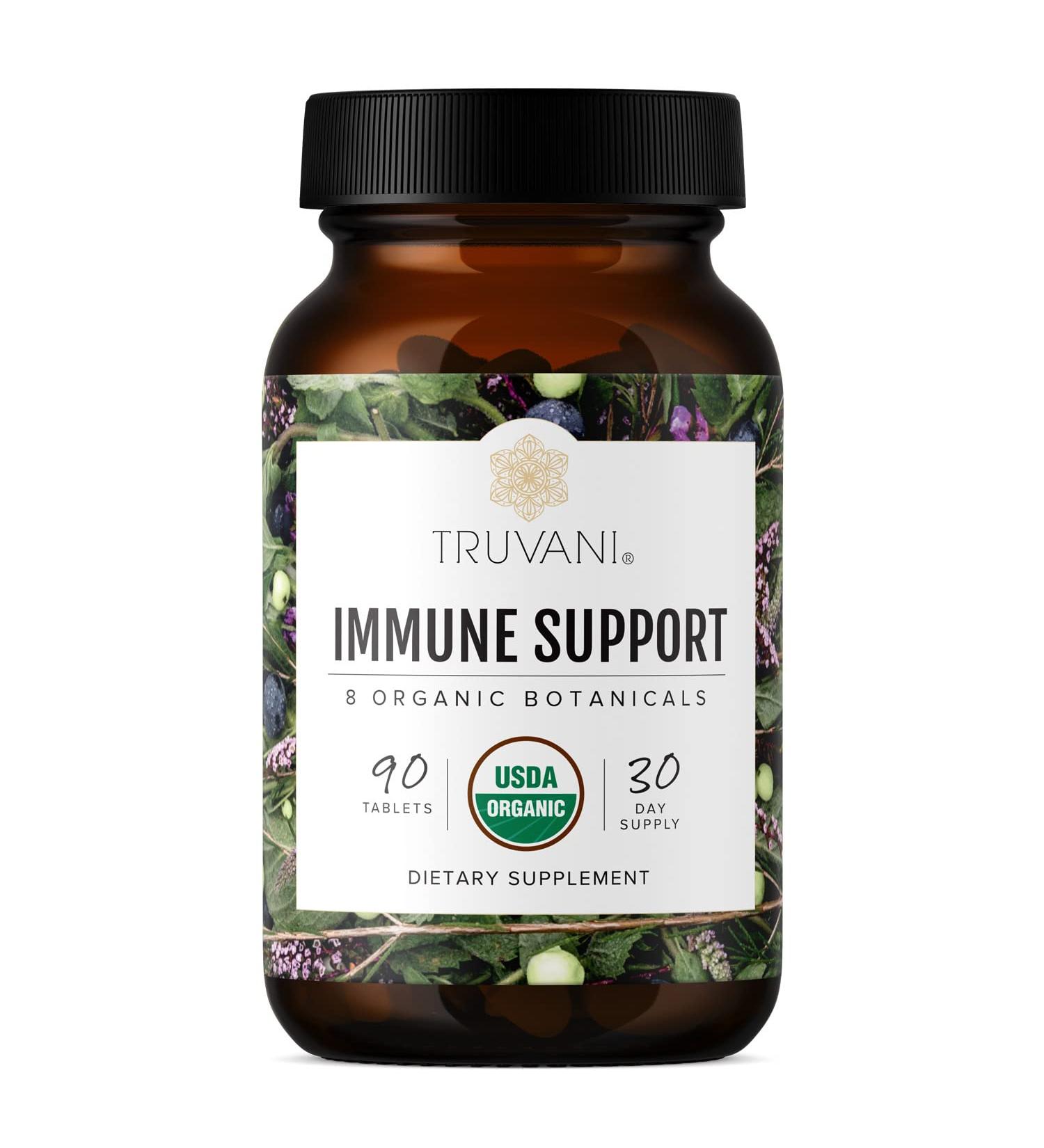 Truvani Immune Support: Organic Herbal Supplement with 8 Natural Ingredients - Ginger, Elderberry, Acerola Cherry - 30 Day Supply - Buy Online on GoSupps.com