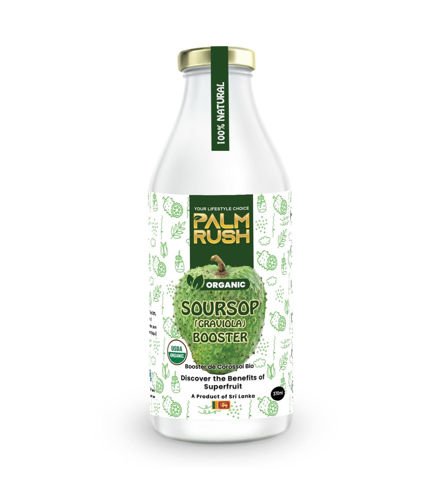 PALM RUSH Organic Soursop (Graviola) Booster - 100% Natural USDA Certified Organic Non-GMO Gluten-Free Rich in Vitamin C Vegan (370ml - Pack of 1) 370 ml (Pack of 1) - Buy Online on GoSupps.com