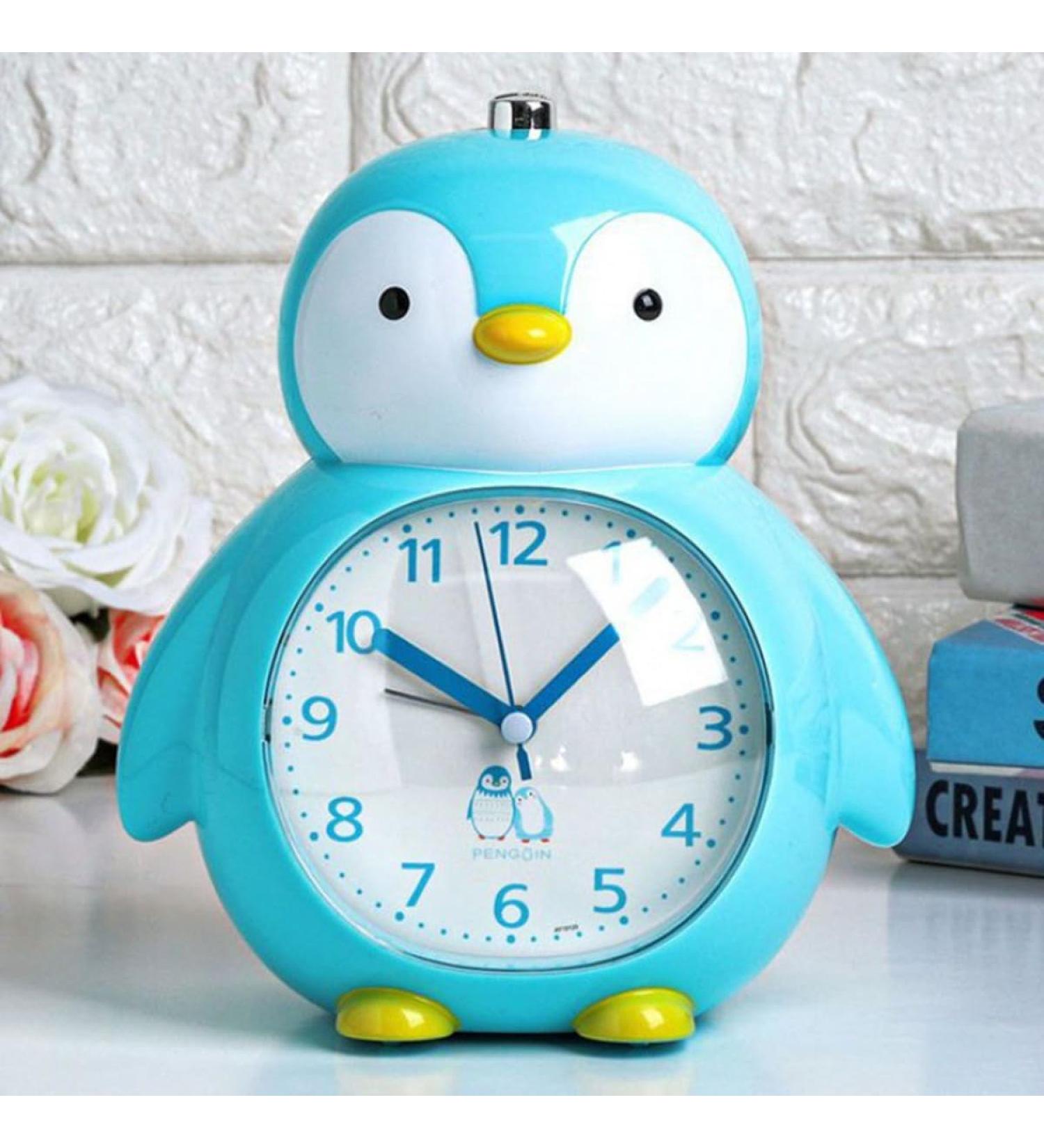 EXQUILEG Children's Penguin Alarm Clock Silent Analogue with Snooze & Light for Kids (Blue) | Perfect Gift for Girls & Boys - Buy Online on GoSupps.com
