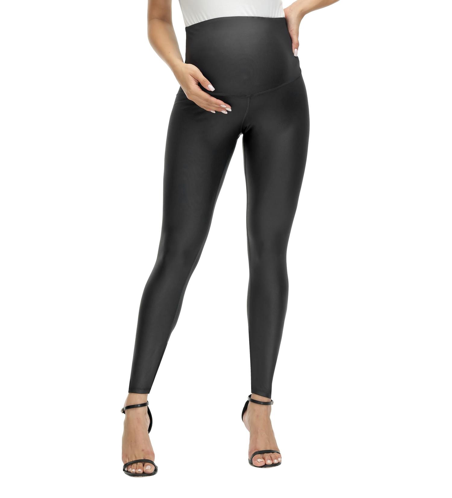 HOFISH Faux Leather Over The Belly High Waist Yoga Pants - Black XL - Buy Online on GoSupps.com