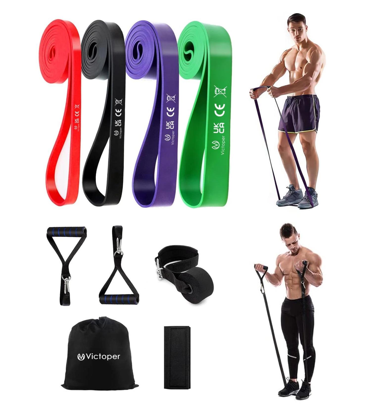 Victoper Resistance Bands Set - Men & Women Exercise Bands for Strength Training - 4 Levels - Fitness, Yoga, Pilates - Buy Online on GoSupps.com
