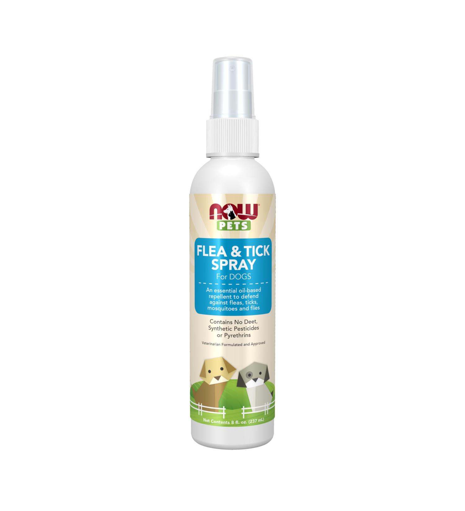 NOW Foods Pet Health Flea and Tick Spray for Dogs | Essential Oil Based Repellent | No DEET | 8-Ounce | International Shipping Available - Buy Online on GoSupps.com