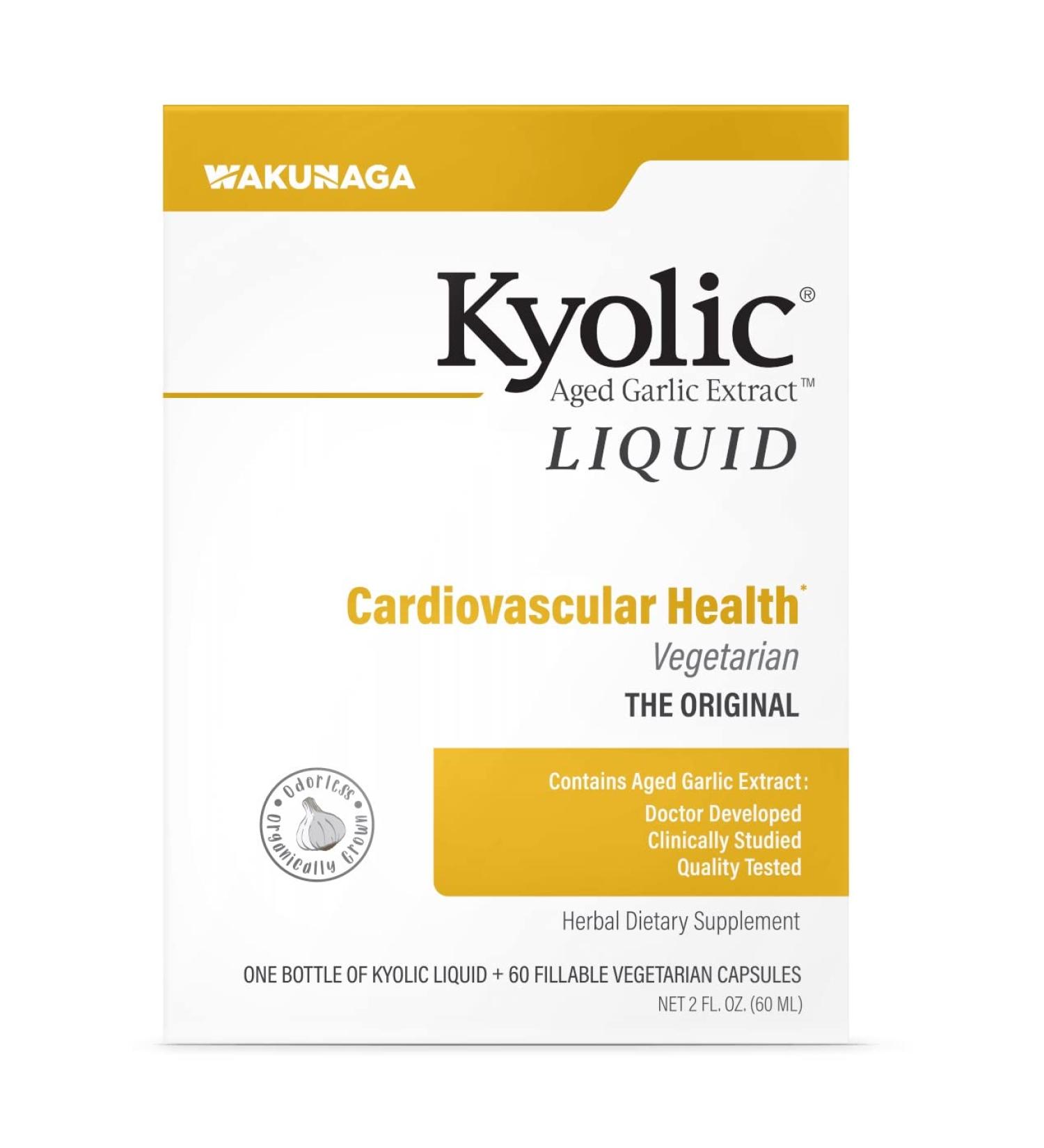 Kyolic Aged Garlic Extract Liquid Vegetarian 2oz + 60 Refillable Capsules â€“ Heart Health Support - Buy Online on GoSupps.com