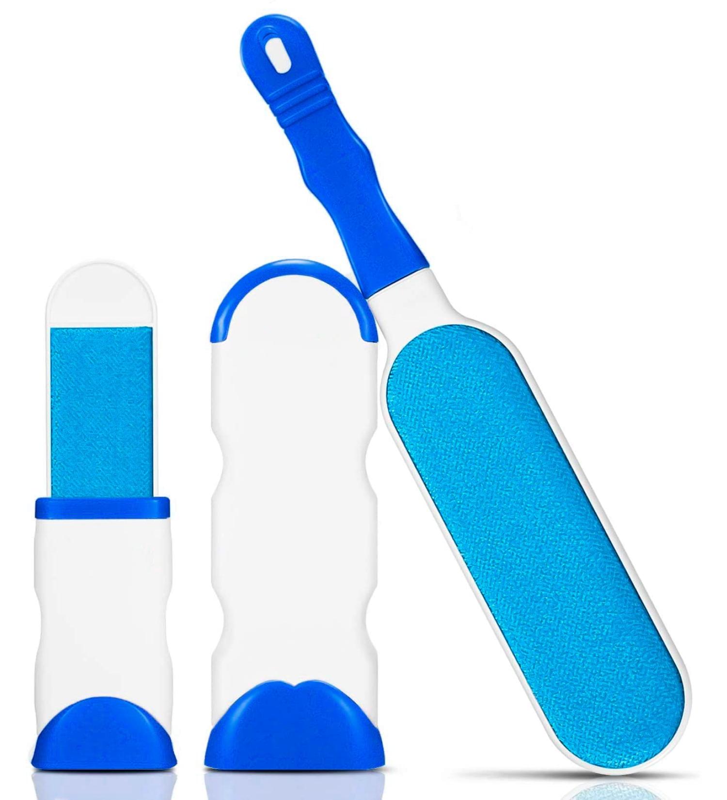 Alihoo Double-Sided Brush Hair Remover & Pet Brush - Self-Cleaning Base for Furniture & Carpet - Large & Travel Size - Blue - Buy Online on GoSupps.com