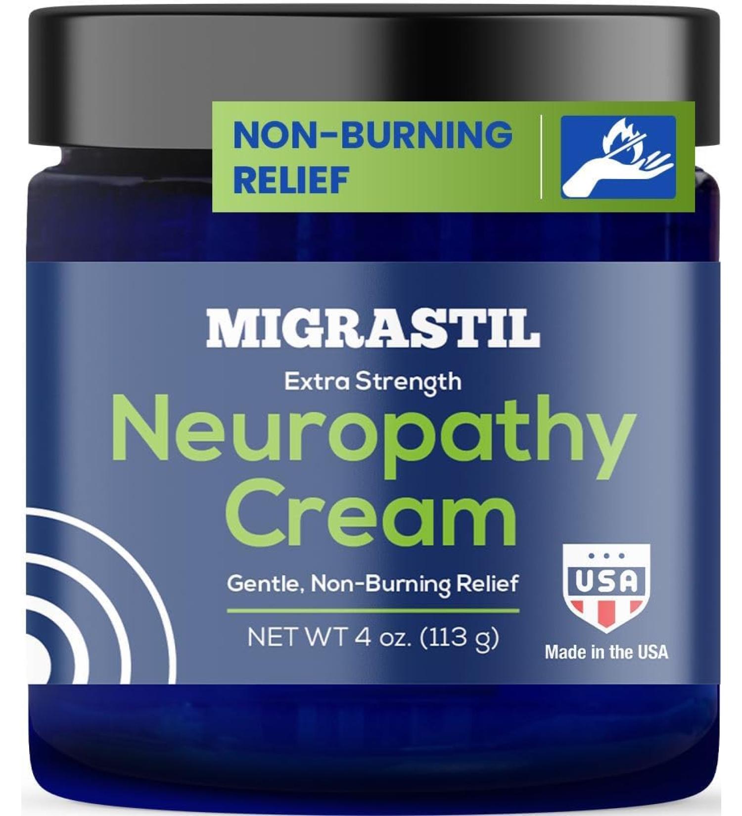 Basic Vigor Migrastil Neuropathy Relief Cream - Extra Strength for Feet Legs & Hands | Vegan Cruelty-Free Non-Greasy Cooling Effect (4 oz) - Made in USA - Buy Online on GoSupps.com