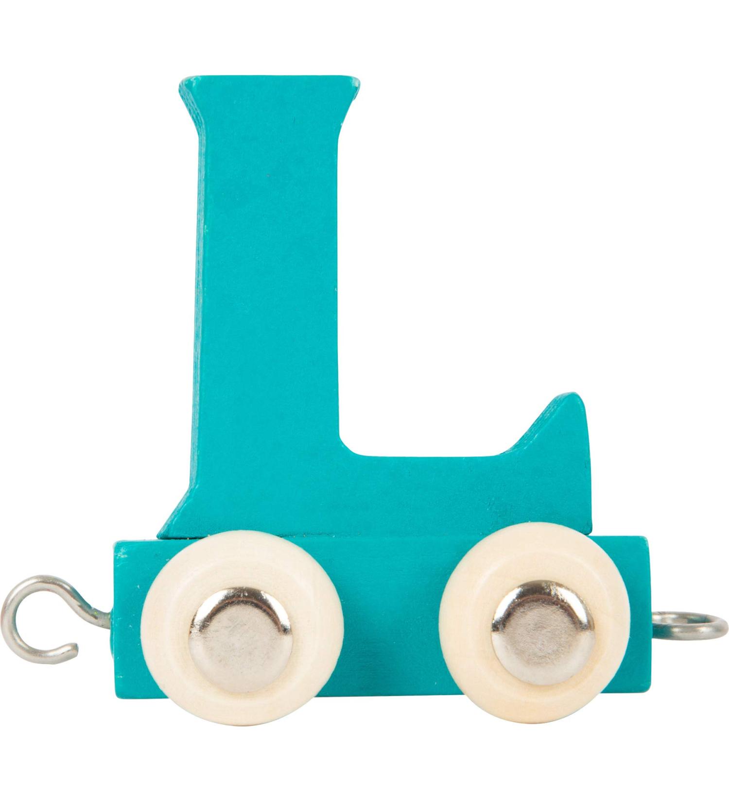 Personalized Colorful Wooden Toy Train Set | Customizable Locomotive & Wagons | Ebyreo | Perfect Gift in Turquoise (Letter L) - Buy Online on GoSupps.com