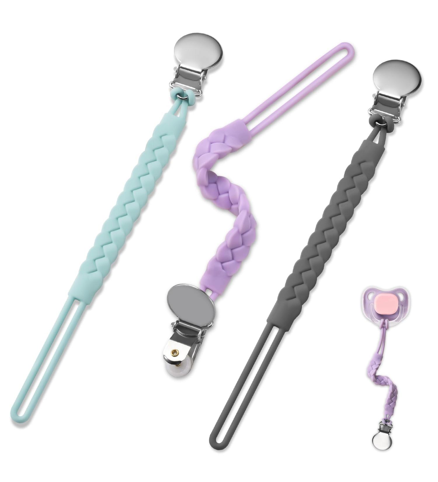 BasicsSlife Silicone Pacifier Clip for Babies - 3 Pack BPA-Free Versatile Bite Ring & Toy Holder Keeps Pacifiers Clean Fits All Sizes - Buy Online on GoSupps.com