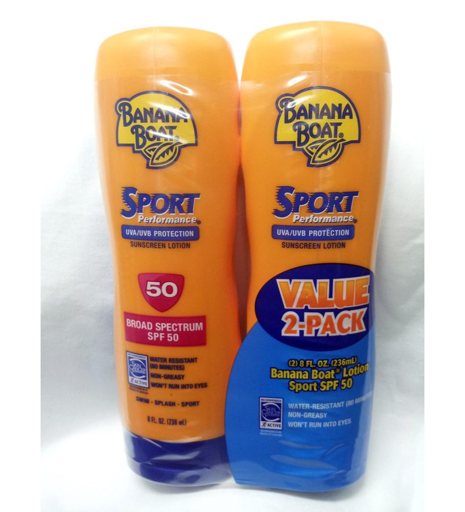 Banana Boat Sport Performance Broad Spectrum Sunscreen Lotion SPF 50 8 Fl (Pack of 4)