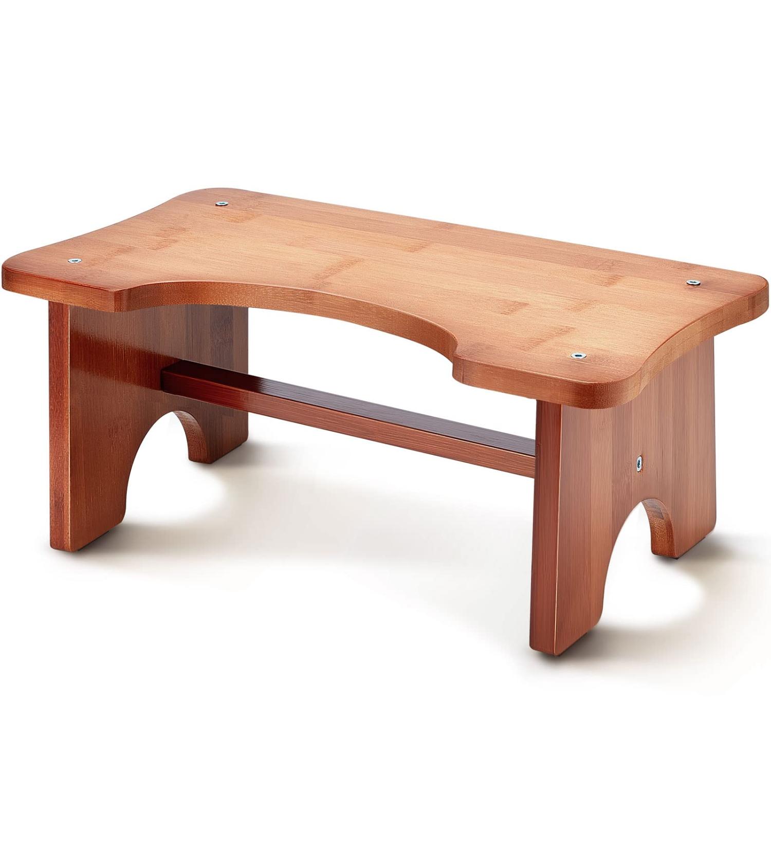 Bamboo Toilet Squatting Stool - Non-Slip Bathroom Step Stool for Adults & Kids - 6.7 Height (Dark Brown) - Buy Online on GoSupps.com