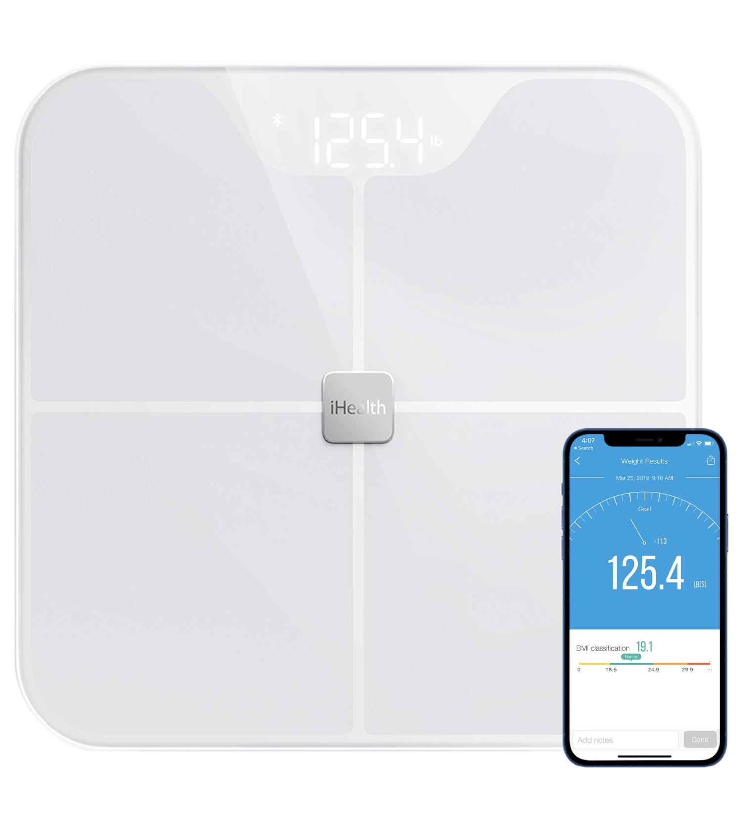 iHealth Nexus Body Fat Scale - Smart BMI Digital Bathroom Weight Scale with App, 400 lbs - White - Buy Online on GoSupps.com