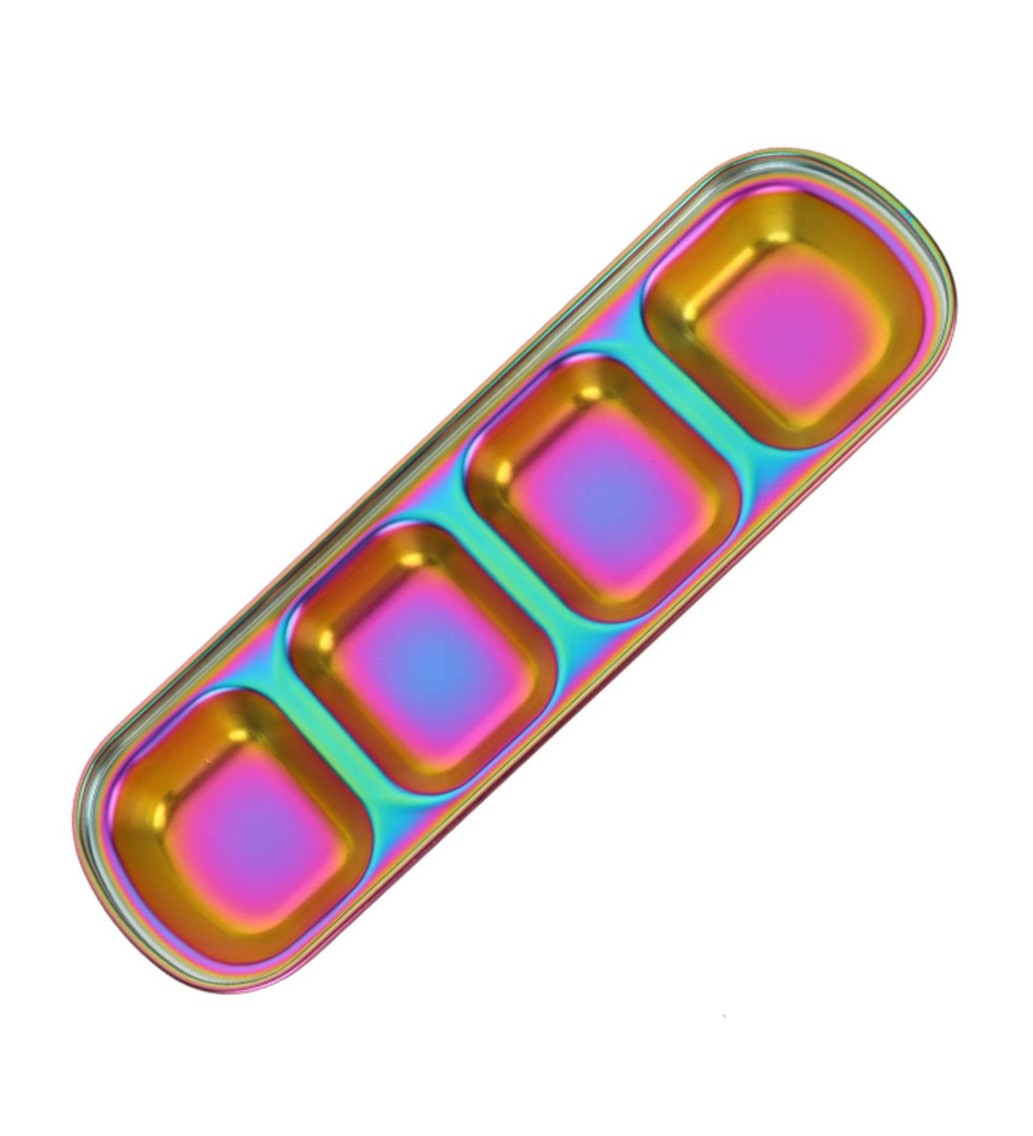 Sauce Dipping Saucer Sauce Dipping Bowls Four Grid 304 Stainless Steel Durable Seasoning Plate Appetizer Plates Serving Dish Household Fruit Snack Plate Condiments Server Dishes Soy Sauce Bowls D - Buy Online on GoSupps.com