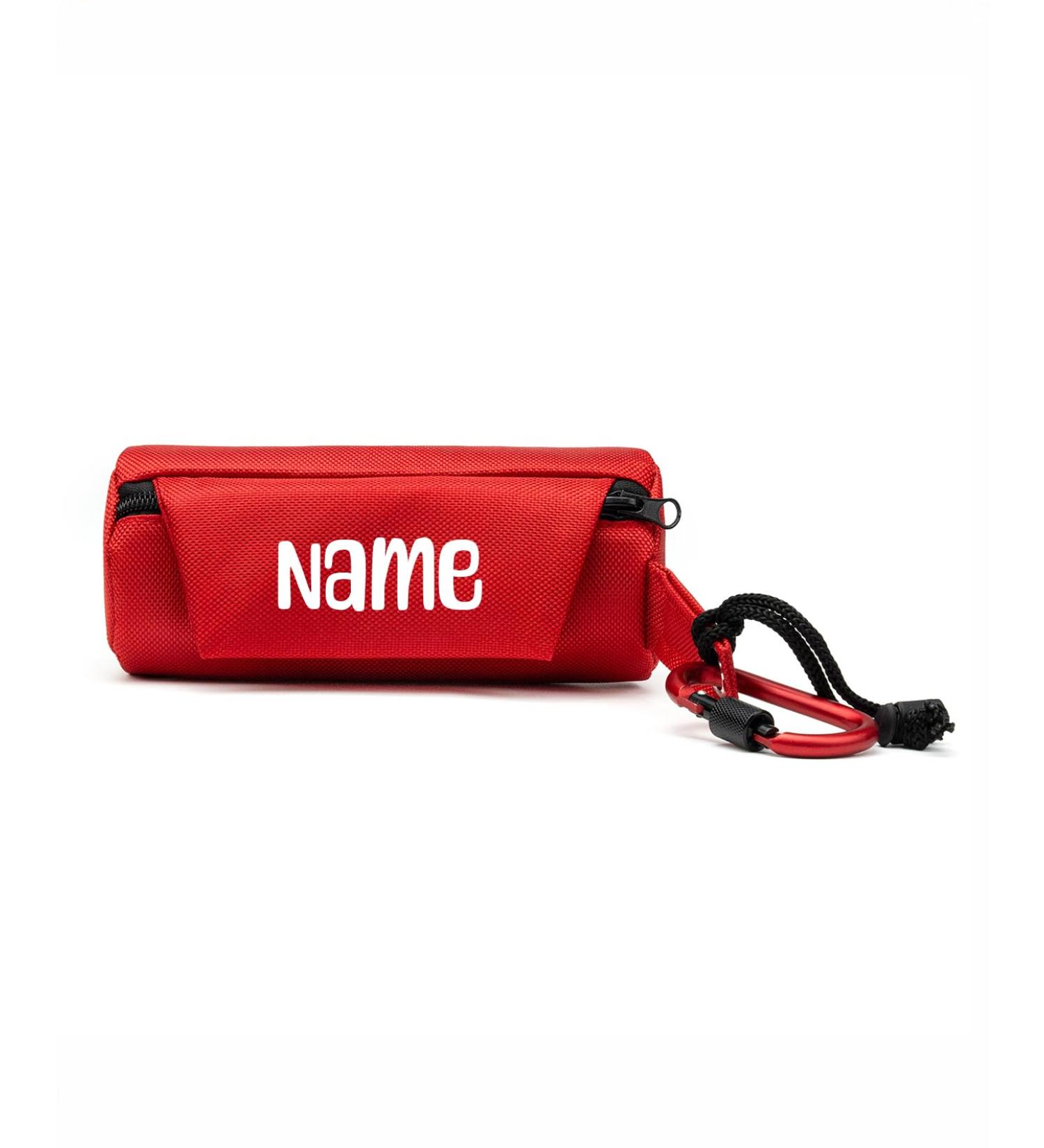 Liono Durable Dog Feed Bag - Water-Repellent Snack Bag with Zipper & Velcro | 18x7x7 cm | Red with Custom Name Print | Perfect for Treats & Travel - Buy Online on GoSupps.com