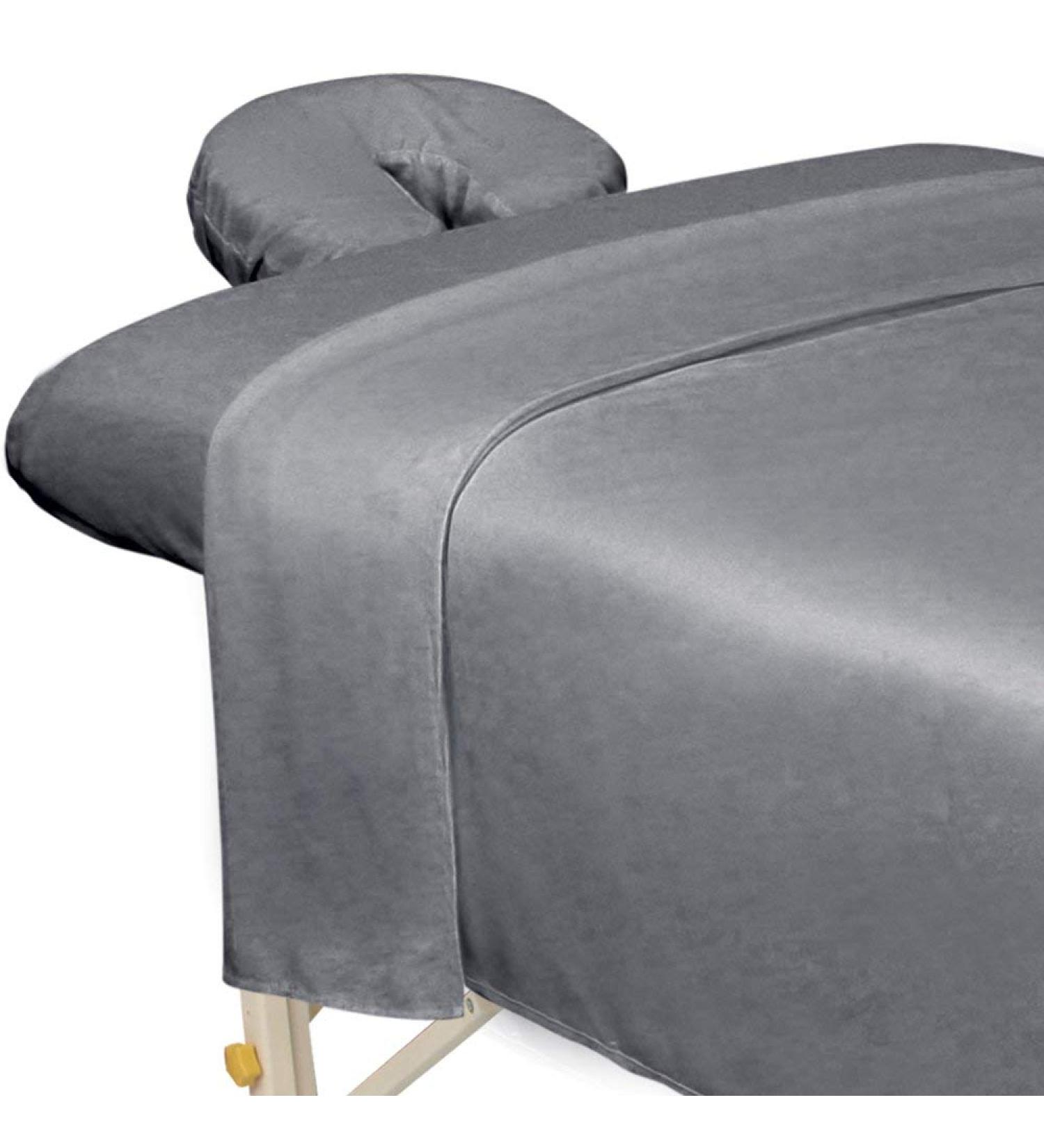 ForPro Premium Microfiber 3-Piece Massage Sheet Set - Ultra-Light, Stain & Wrinkle-Resistant - Cool Grey - Buy Online on GoSupps.com