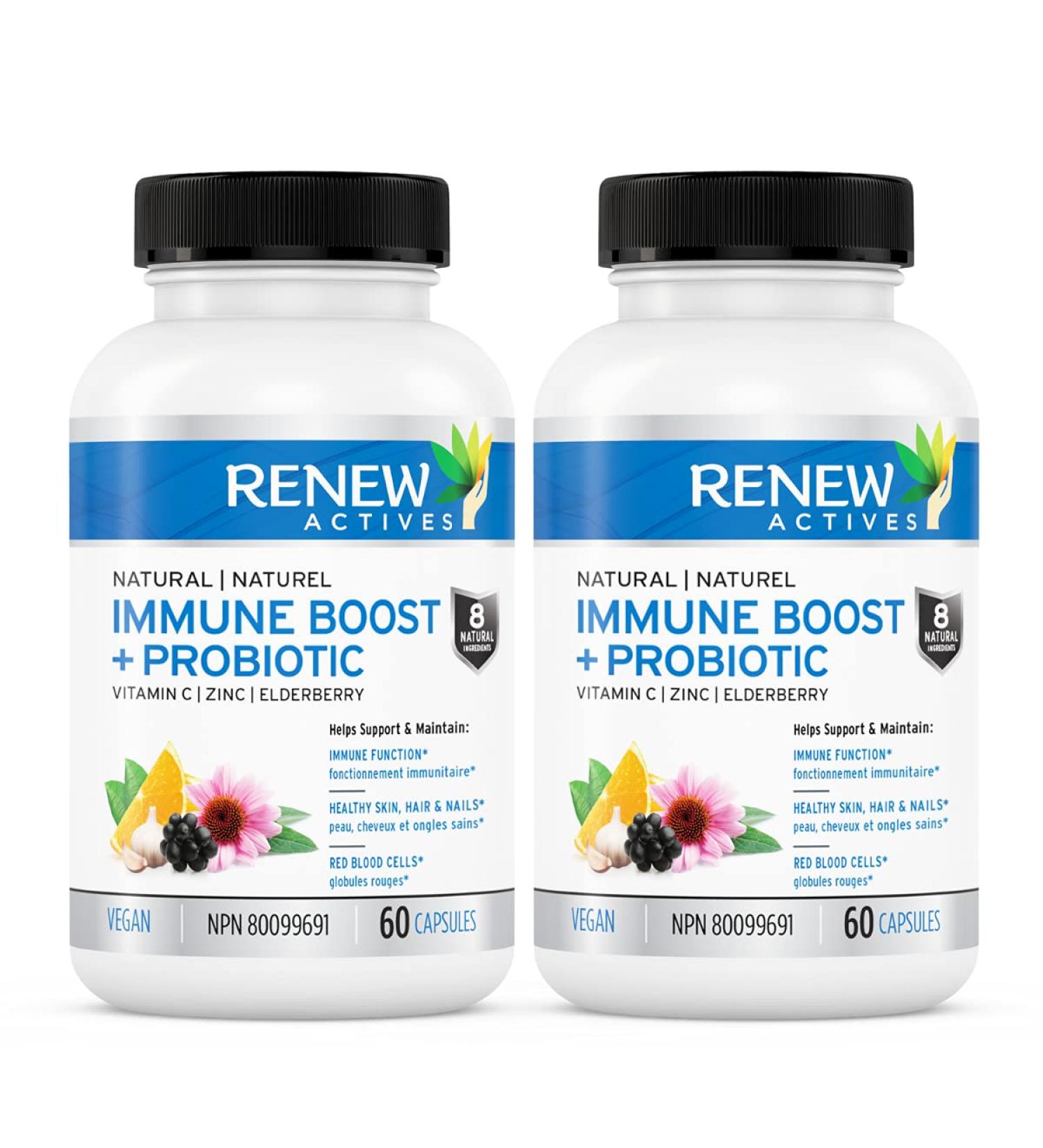Renew Actives Wellness Supplement - Antioxidant Capsules with Elderberry Probiotics Zinc Vitamin C & Organic Turmeric Supports Immune Function & Collagen Formation 60 Vegan Capsules (2 Pks) 60 Count (Pack of 2) - Buy Online on GoSupps.com