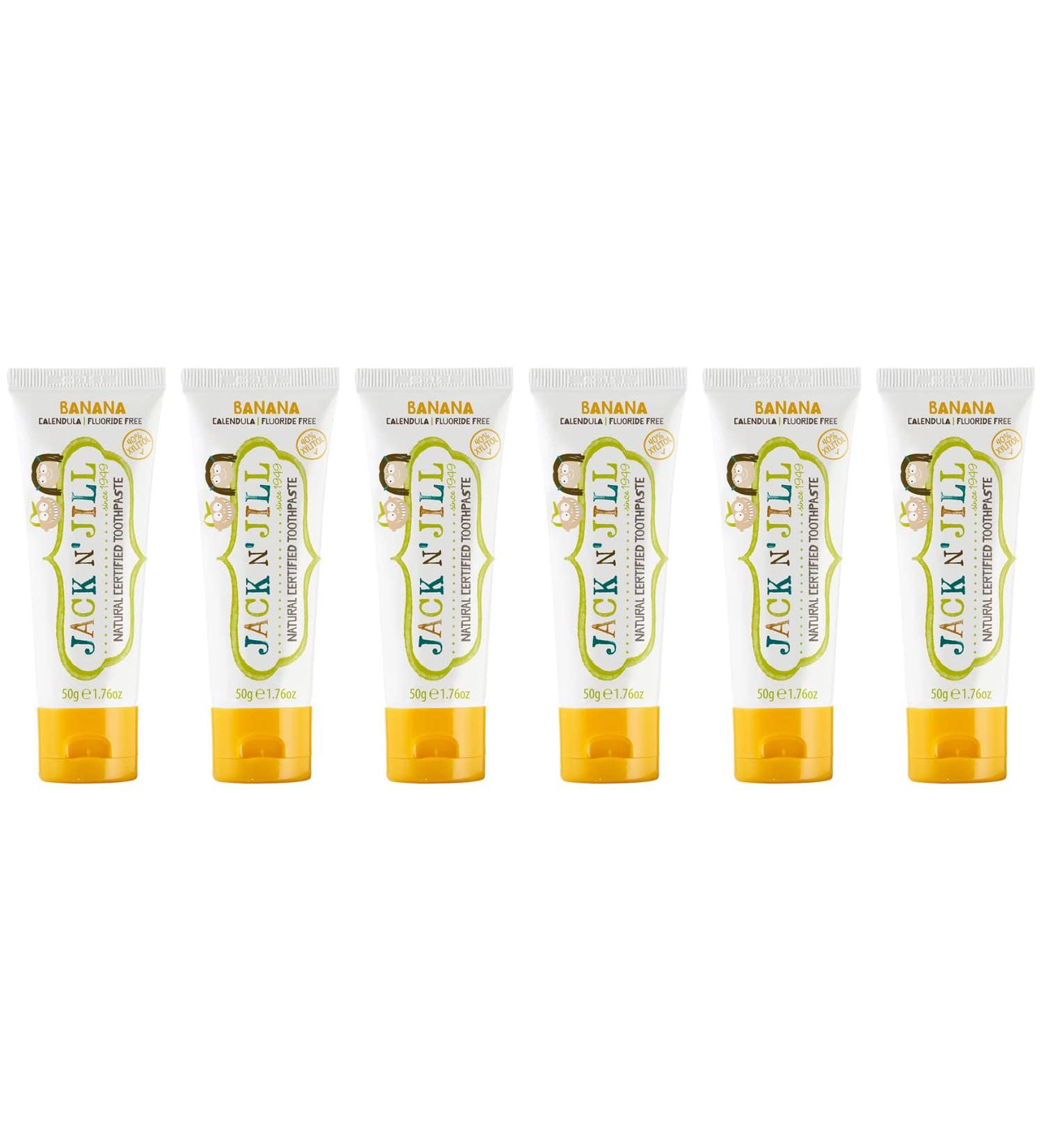 Jack N' Jill Natural Toothpaste for Kids - Fluoride Free Toothpaste, 40% Xylitol, BPA Free - Banana, 1.76 oz (Pack of 6) - Buy Online on GoSupps.com