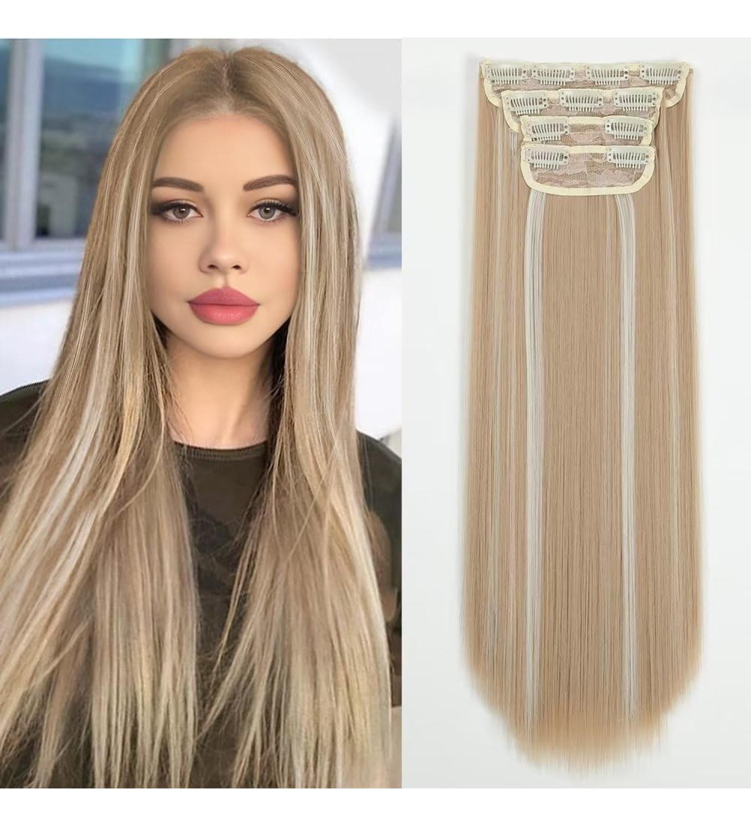 YDDM 24-Inch Clip-In Hair Extensions - Realistic Synthetic Hair 4pcs - Affordable Smooth & Full Volume for Women - Buy Online on GoSupps.com