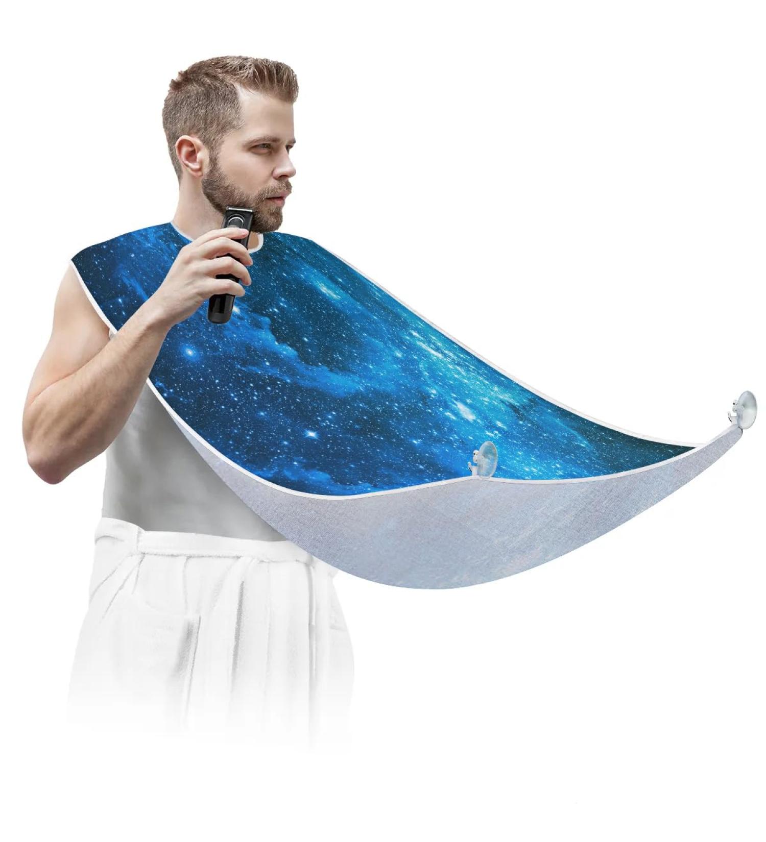 Beard Bib Apron for Men - Waterproof Hair Catcher & Grooming Cape - Galaxy Stars Design - Buy Online on GoSupps.com