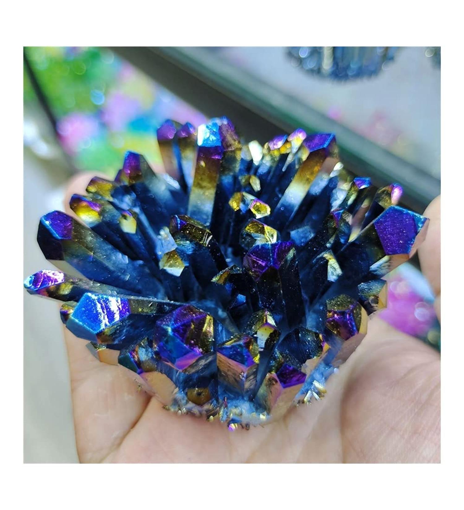 Natural Crystal Electroplate Cluster Stone RawCrystals Rock Specimen Home Decor Room Decoration Full of Texture - Buy Online on GoSupps.com