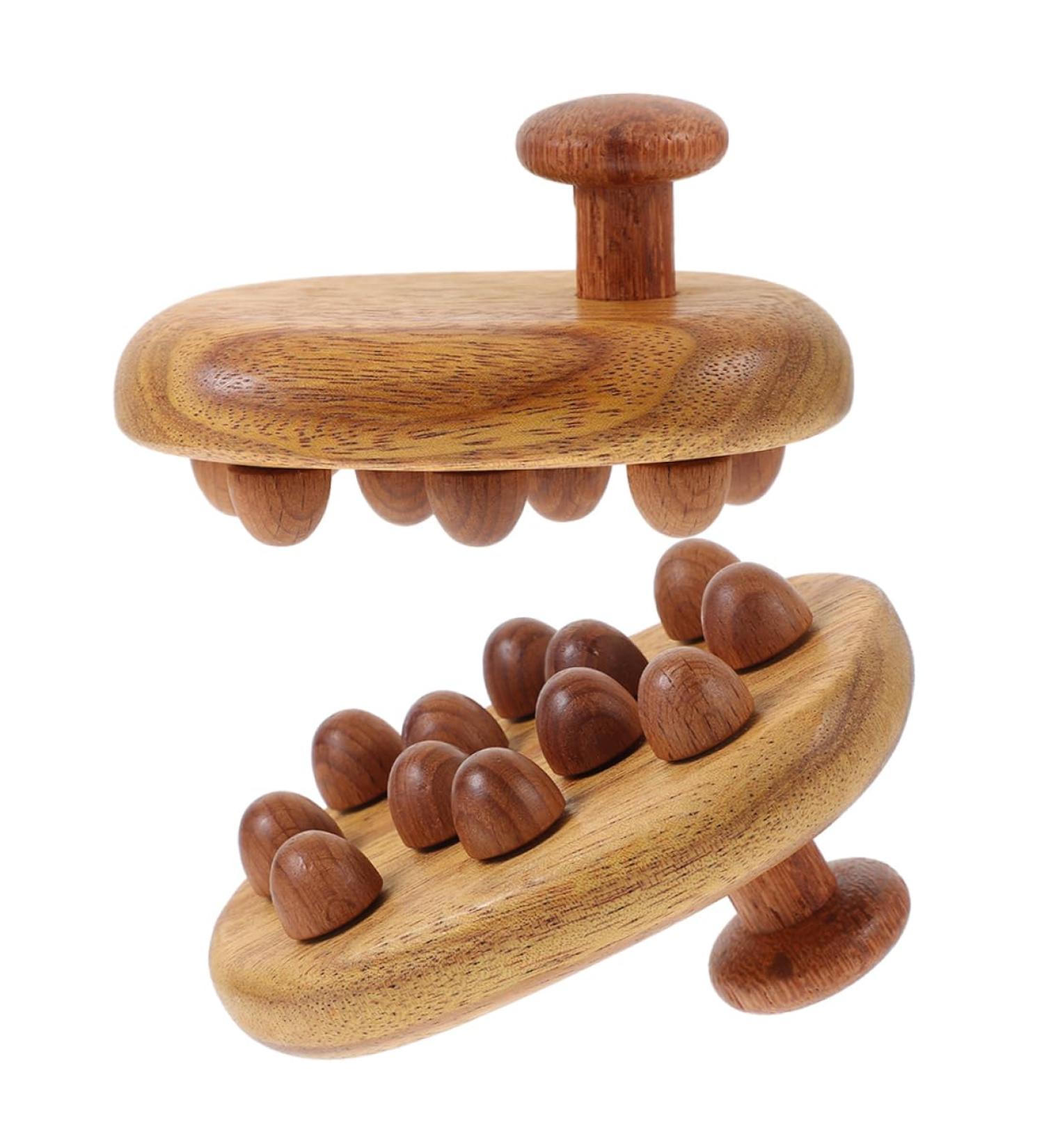 Foytoki Wooden Massage Brush & Comb Set | Natural Back & Body Massage Tools | 2-Piece Wooden Comb Set for Relaxation - Buy Online on GoSupps.com