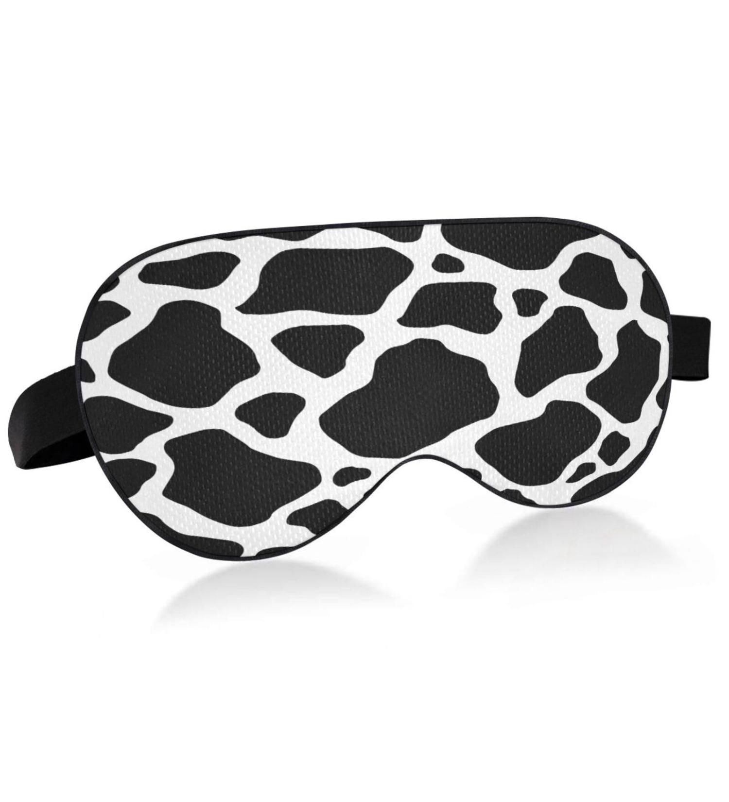 Black White Cow Print Sleep Mask | Light Blocking Eye Mask for Travel & Naps | Adjustable Soft Eye Cover for Men & Women - Buy Online on GoSupps.com