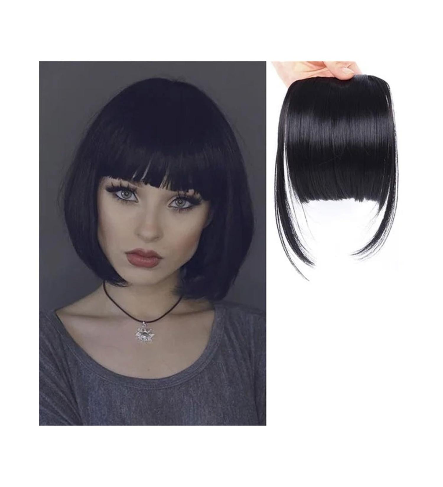 Bangs Hair Clip Synthetic Fake Blunt Hair Bangs 2 Clips in Hair Extension Neat Front Fake Fringe False Hairpiece for Women Clip in Bangs Bangs Clip in Hair(Color:B) 6inches B - Buy Online on GoSupps.com