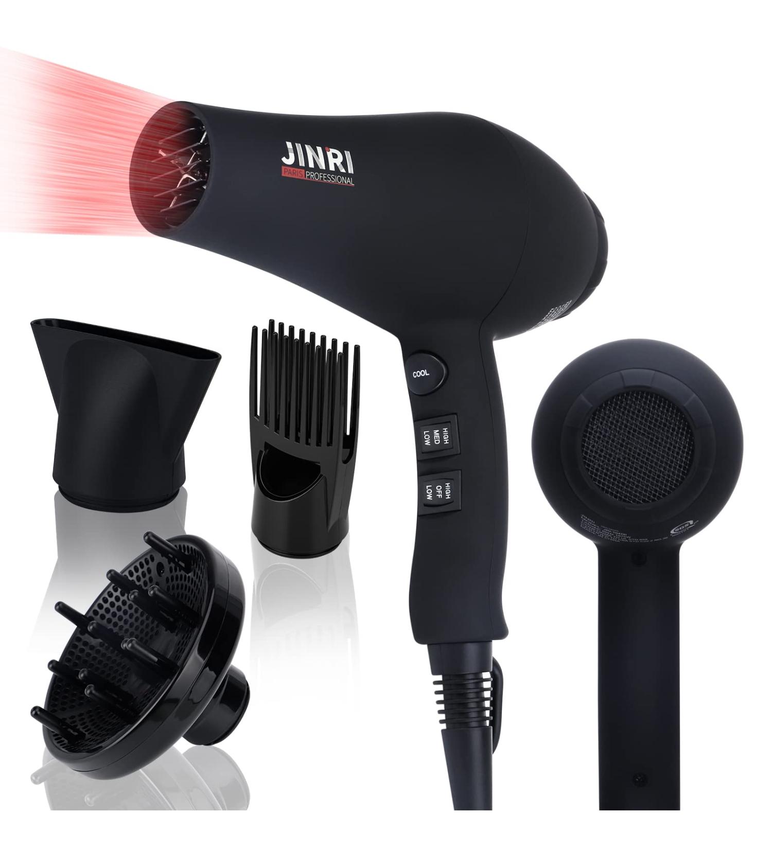 Professional Salon Grade Hair Dryer 1875W | Fast Drying Ionic Infrared Blow Dryer with Diffuser & Comb | Low Noise 2 Speed 3 Heat Settings - Black - Buy Online on GoSupps.com