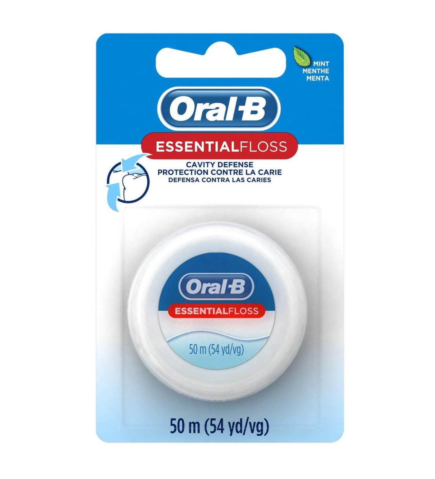 Oral-B Essential Waxed Mint Floss 54 Yards (50 meters) - Pack of 2 - Buy Online on GoSupps.com
