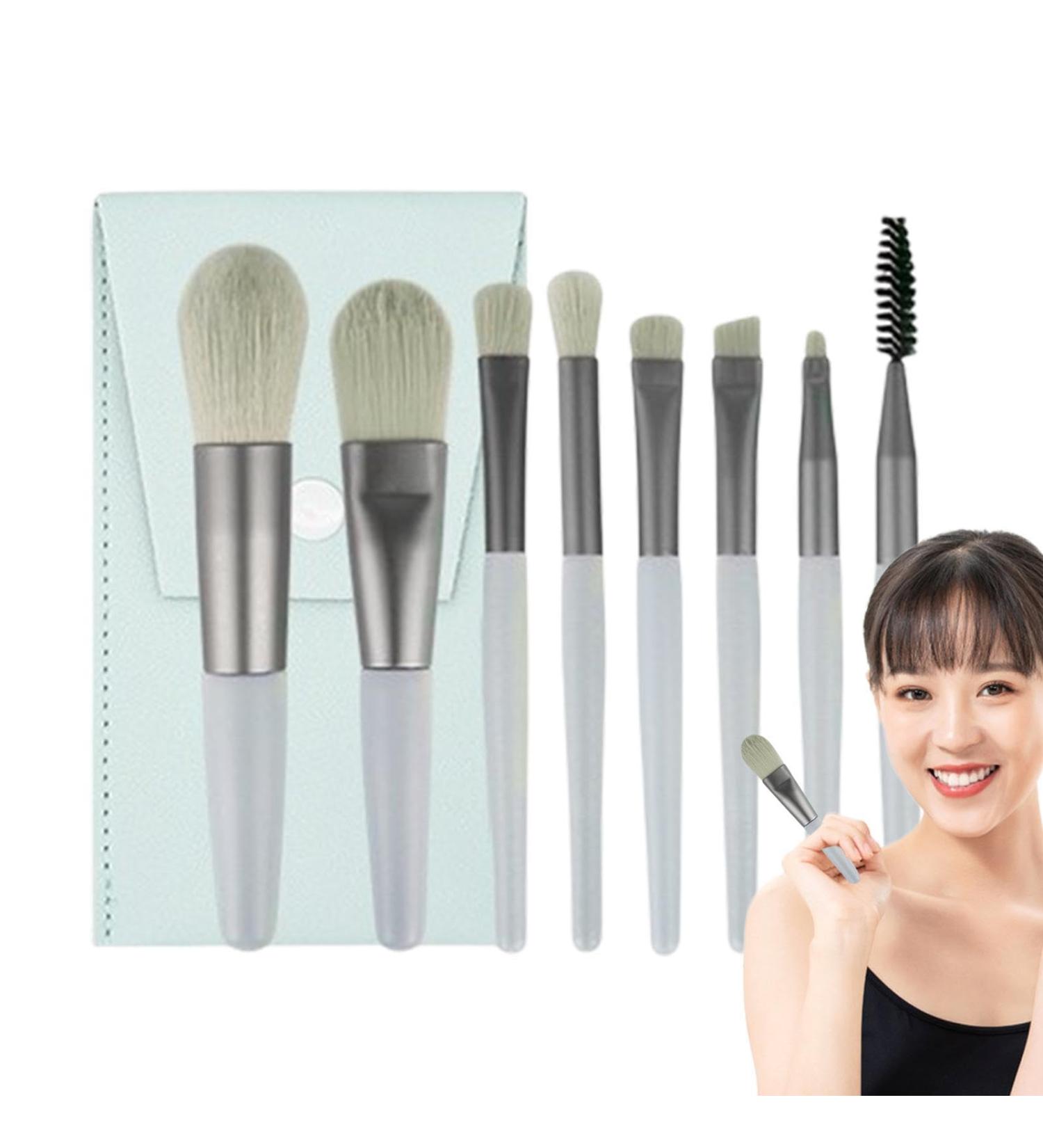 Makeup Brushes Eye Makeup Brush Set - 8 Professional Eyeshadow Eyebrow Blending Eyeliner Brushes for Powder Makeup blue + bag - Buy Online on GoSupps.com