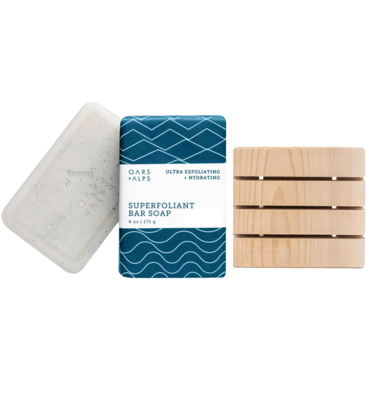 MightyNest Body Wash Set for Men | Oars and Alps Superfoliant Soap & Cedarwood Tray | All Skin Types | Sustainable & Plastic Free Gift Set - Buy Online on GoSupps.com