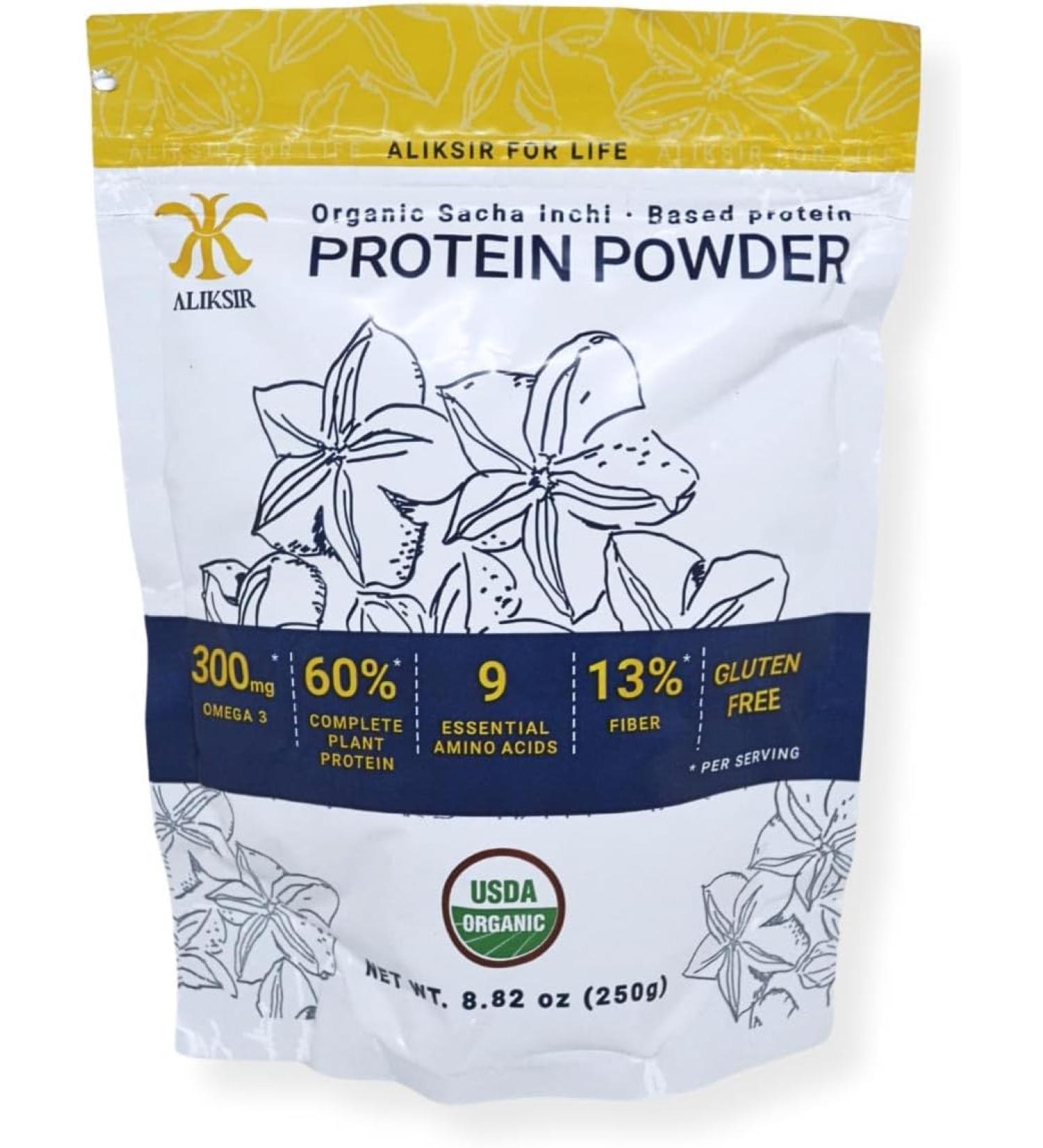 Organic Sacha Inchi Protein Powder - 100% Natural Vegan Gluten-Free 9g Protein Low Carb 9 Essential Amino Acids Omega 3 Rich in Fiber - 8.8 oz - Buy Online on GoSupps.com