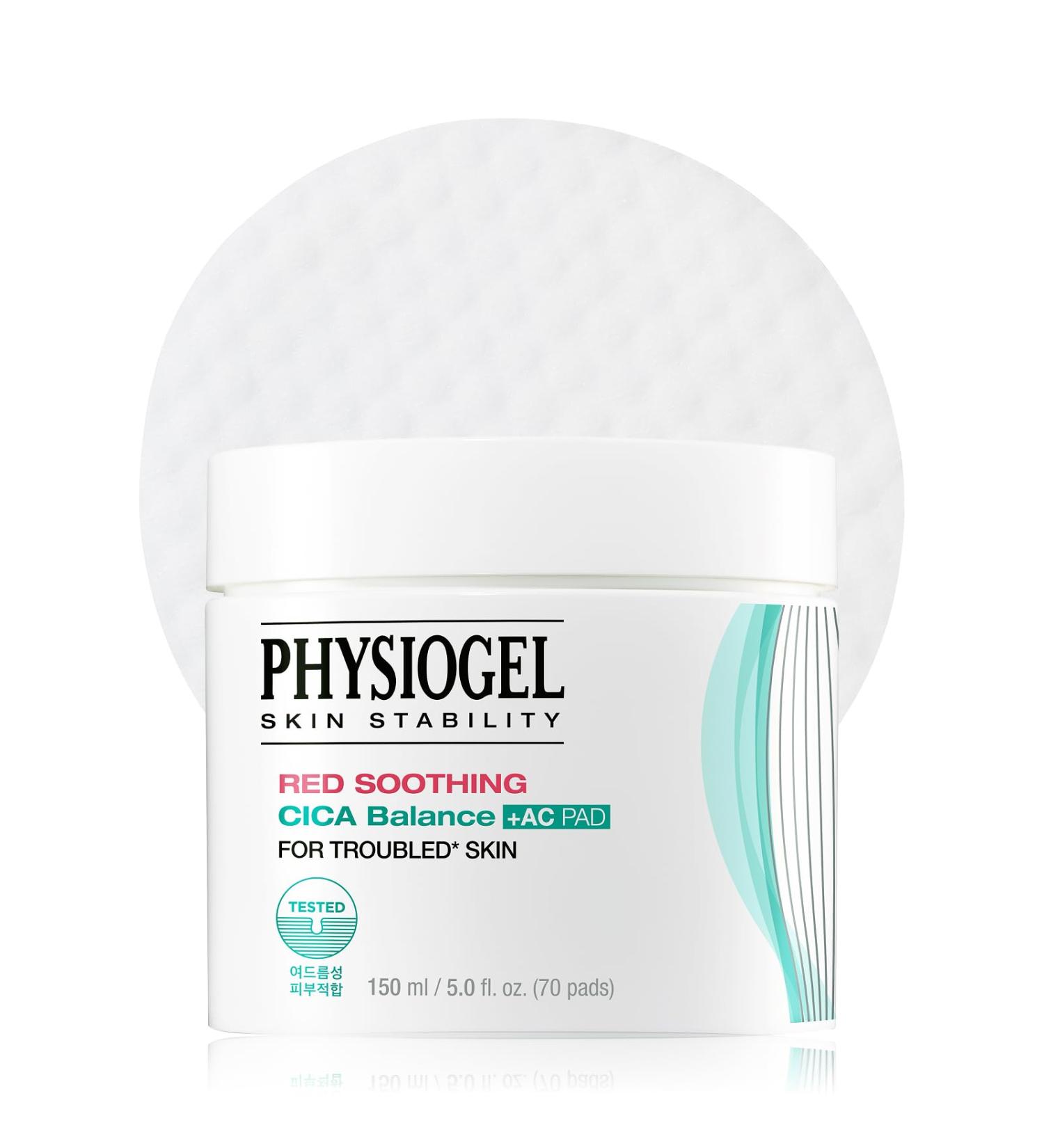 Physiogel Red Soothing Cica Balance Calming Toner Pad for Men & Women Gentle Exfoliating & Skin Soothing Cica BHA Salicylic Acid Niacinamide For Sensitive & Acne Prone Skin - 70pcs - Buy Online on GoSupps.com