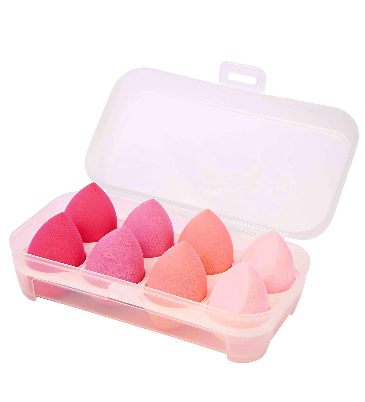 Kingbridal 8 Pcs Makeup Sponges Set Blender - Flawless Beauty Foundation Sponge for Liquid, Cream & Powder - Multi-colored Cosmetic Applicator Puff - Dry/Wet Use - Pink Ivory - Buy Online on GoSupps.com