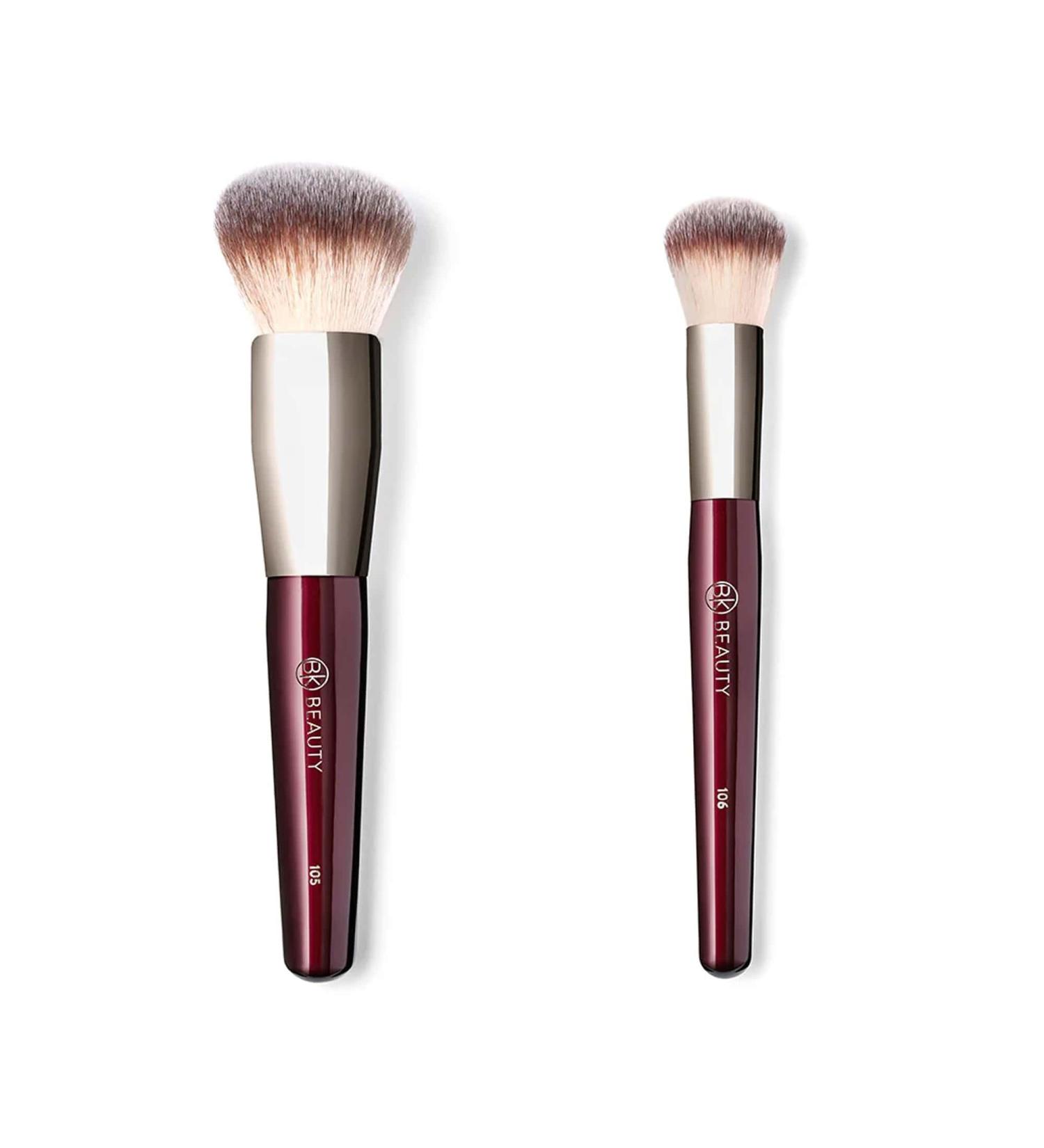 BK BEAUTY Large Buffer & Round Foundation Brush Set - 2PC | Professional Makeup Brushes for Liquid Cream Powder & Blush | Premium Tools for Flawless Application - Buy Online on GoSupps.com