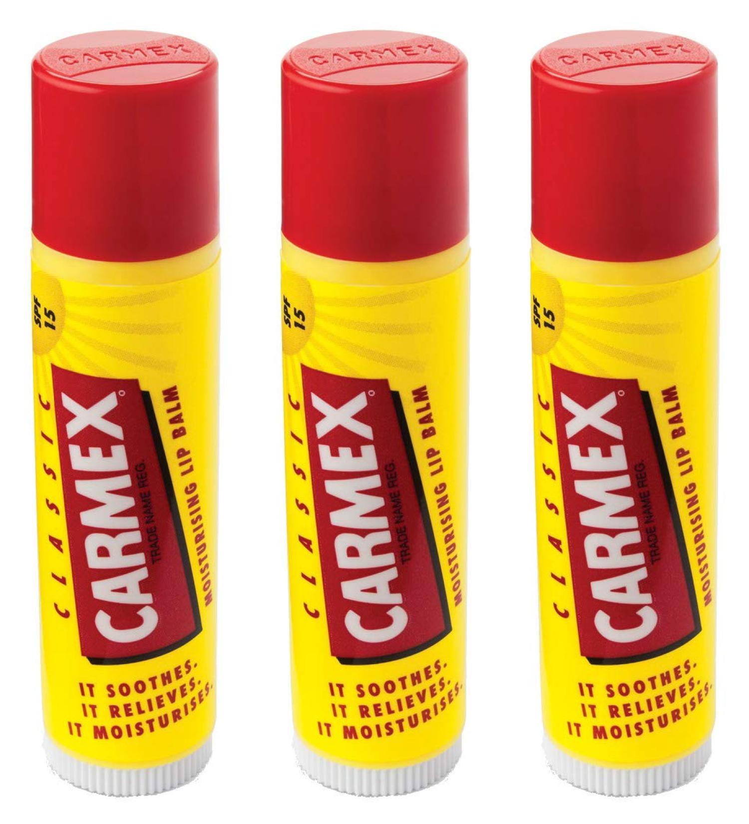 Carmex Carmex Classic Lippenbalsam Stick (LSF 15) Pack of 3 (3 x 4 g). - Buy Online on GoSupps.com