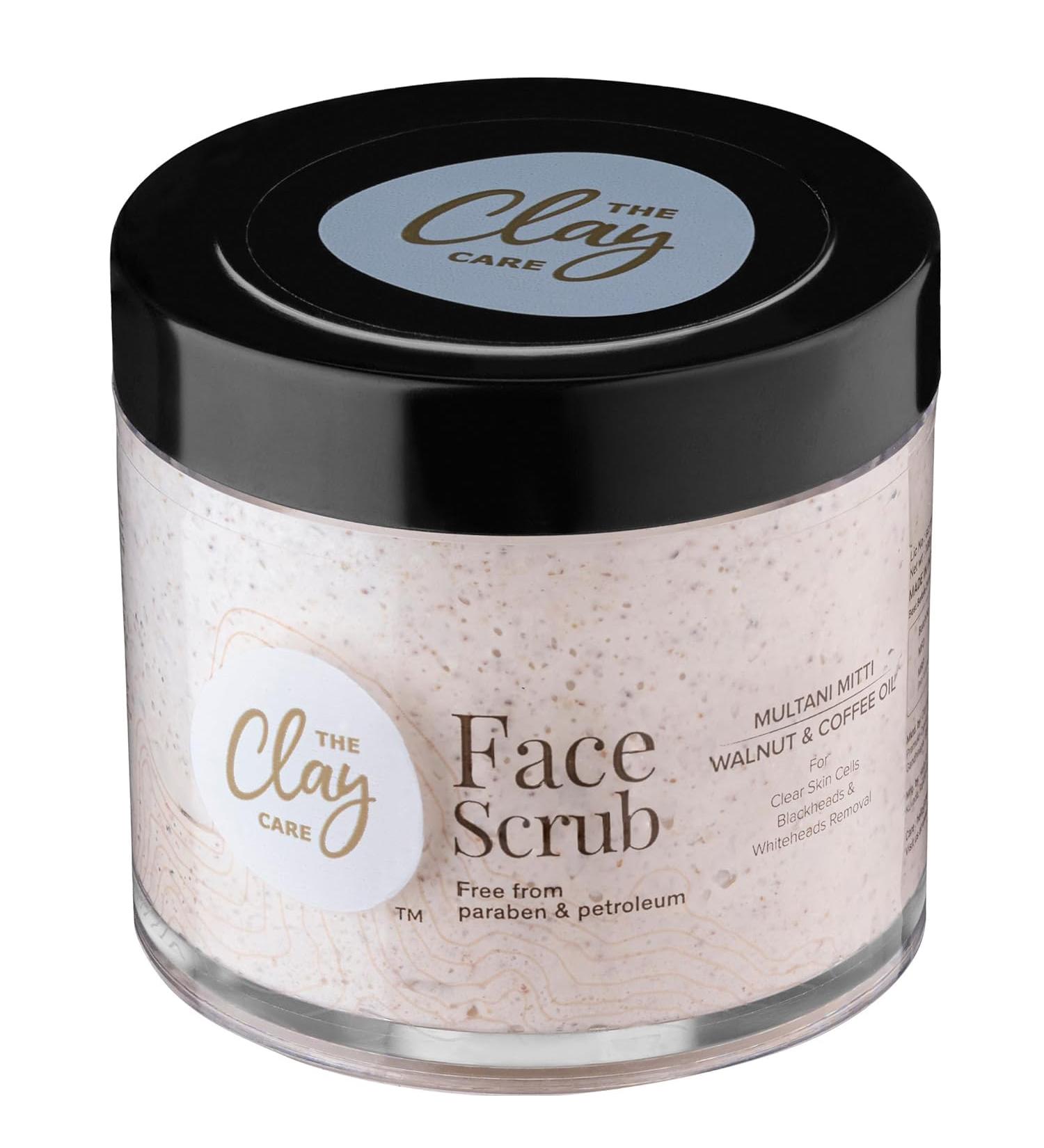 Face Scrub with Multani Mitti & Walnut Coffee - Daily Use for Clean Skin Reduces Blackheads & Whiteheads - Paraben & Petroleum-Free - 100g - Buy Online on GoSupps.com
