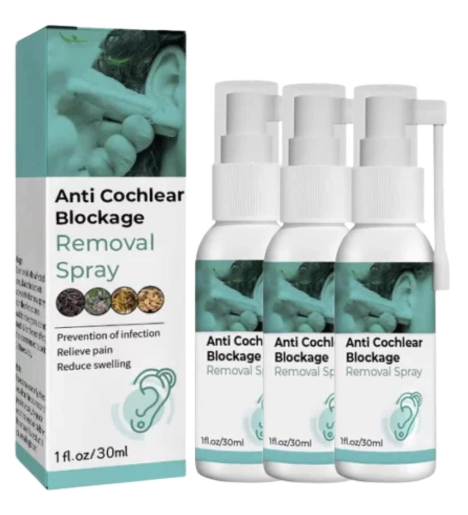 GFOUK Anti Cochlear Blockage Removal Spray 30ml Anti Cochlear Blockage Removal Spray Earwax Removal Spray Piercing Aftercare Spray (3pcs) - Buy Online on GoSupps.com