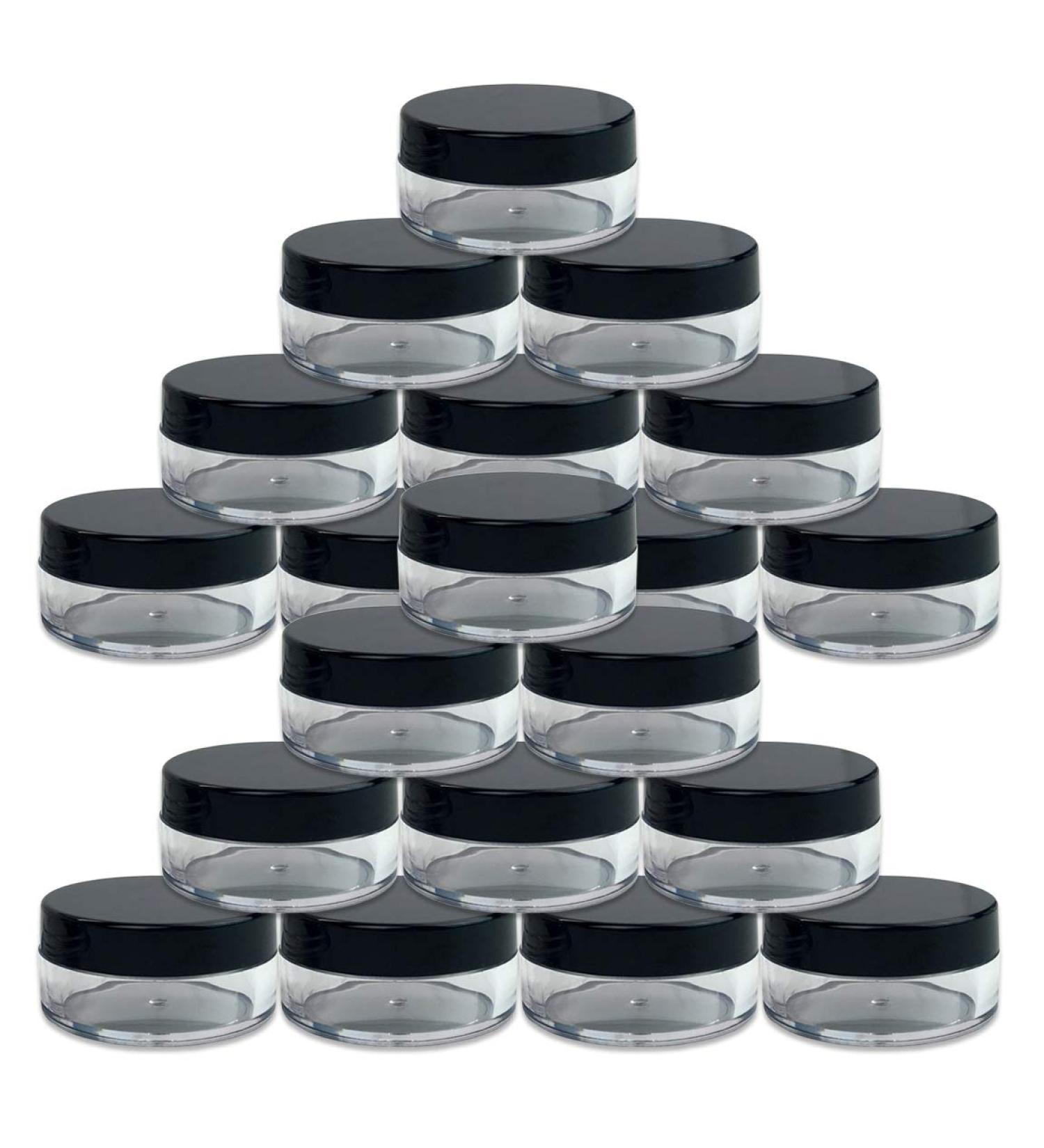 Beauticom 10G/10ML Clear Jars with Black Lids - 20 Pack | BPA Free Storage for Lotions Creams Toners Lip Balms & Makeup Samples - International Shipping Available - Buy Online on GoSupps.com