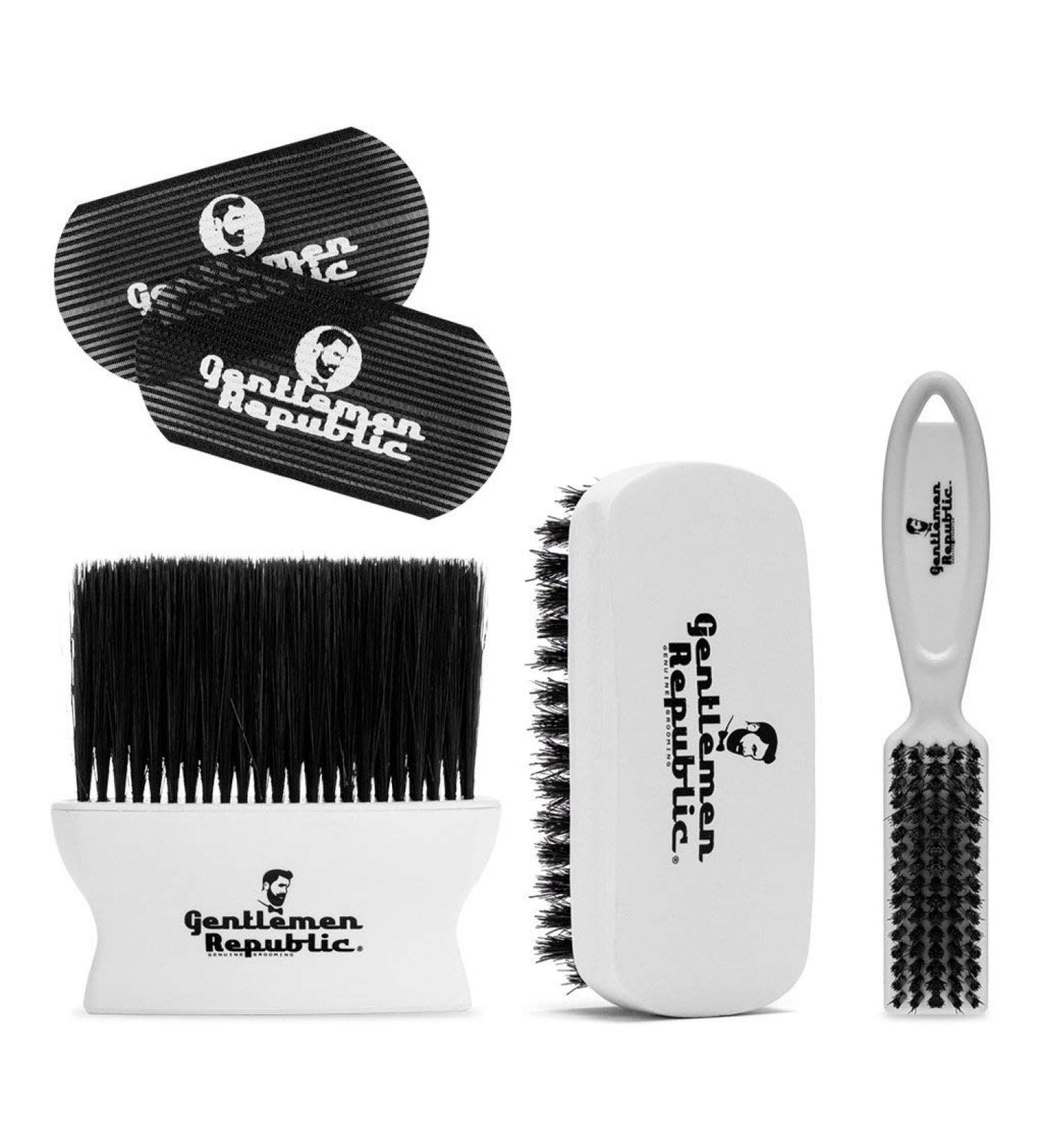 Gentlemen Republic Barber Essential Bundle - Hair Styling and Grooming Kit with Brushes, Neck Duster, and Grippers - 5pcs Set for Barbershops - Buy Online on GoSupps.com